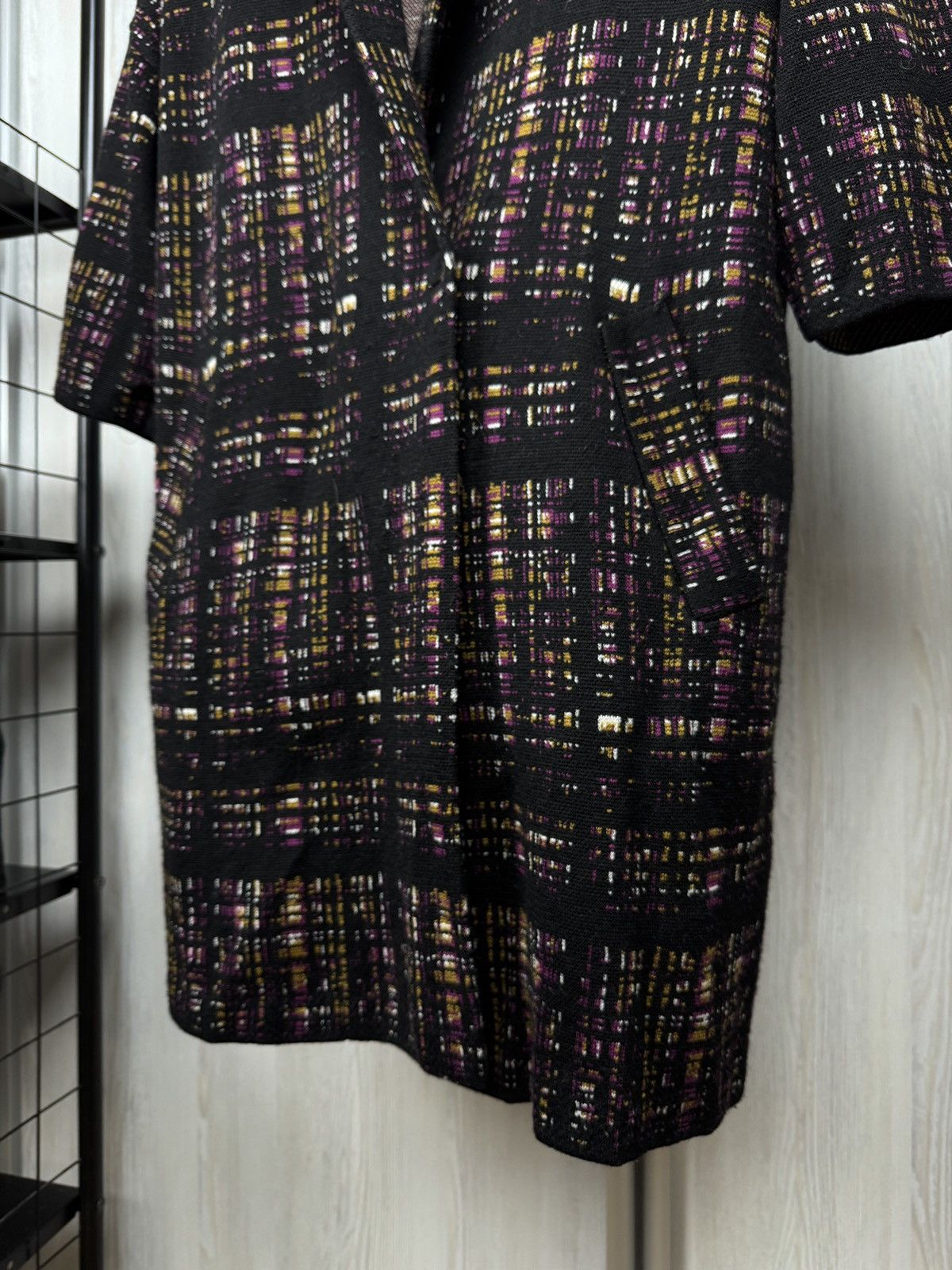 Cos COS Wool Knit Long Cardigan Coat Geo Plaid Button Pockets Size L / US 10 / IT 46 - 5 Thumbnail