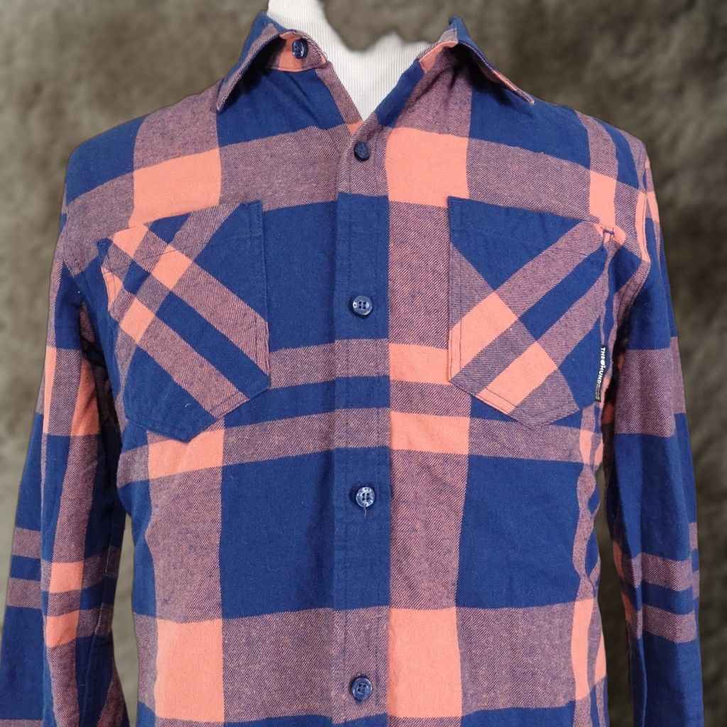 The Hundreds VINTAGE The Hundreds Shirt Mens Medium Blue Orange Plaid Flannel Button-Up Casual Streetwear Urban 90s Men Size US M / EU 48-50 / 2 - 1 Thumbnail