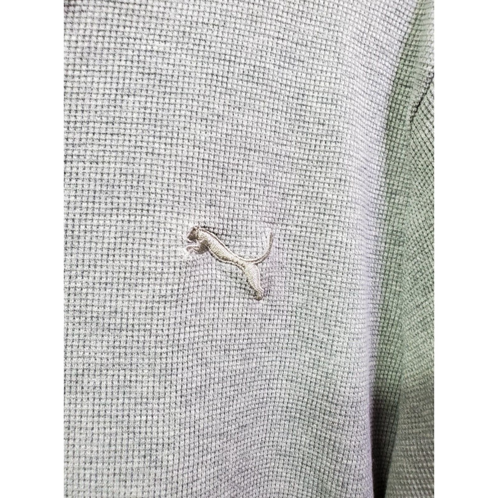 Puma Puma Shirt Mens Medium Thermal Gray Long Sleeve Crewneck Waffle Knit Solid Logo Accents Size US M / EU 48-50 / 2 - 2 Thumbnail