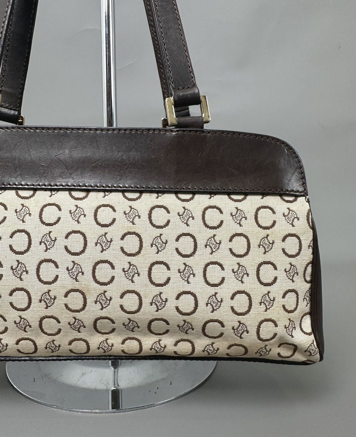 Celine Celine 2001 Macadam C White Canvas - Brown Leather Hand Bag Size ONE SIZE - 3 Thumbnail