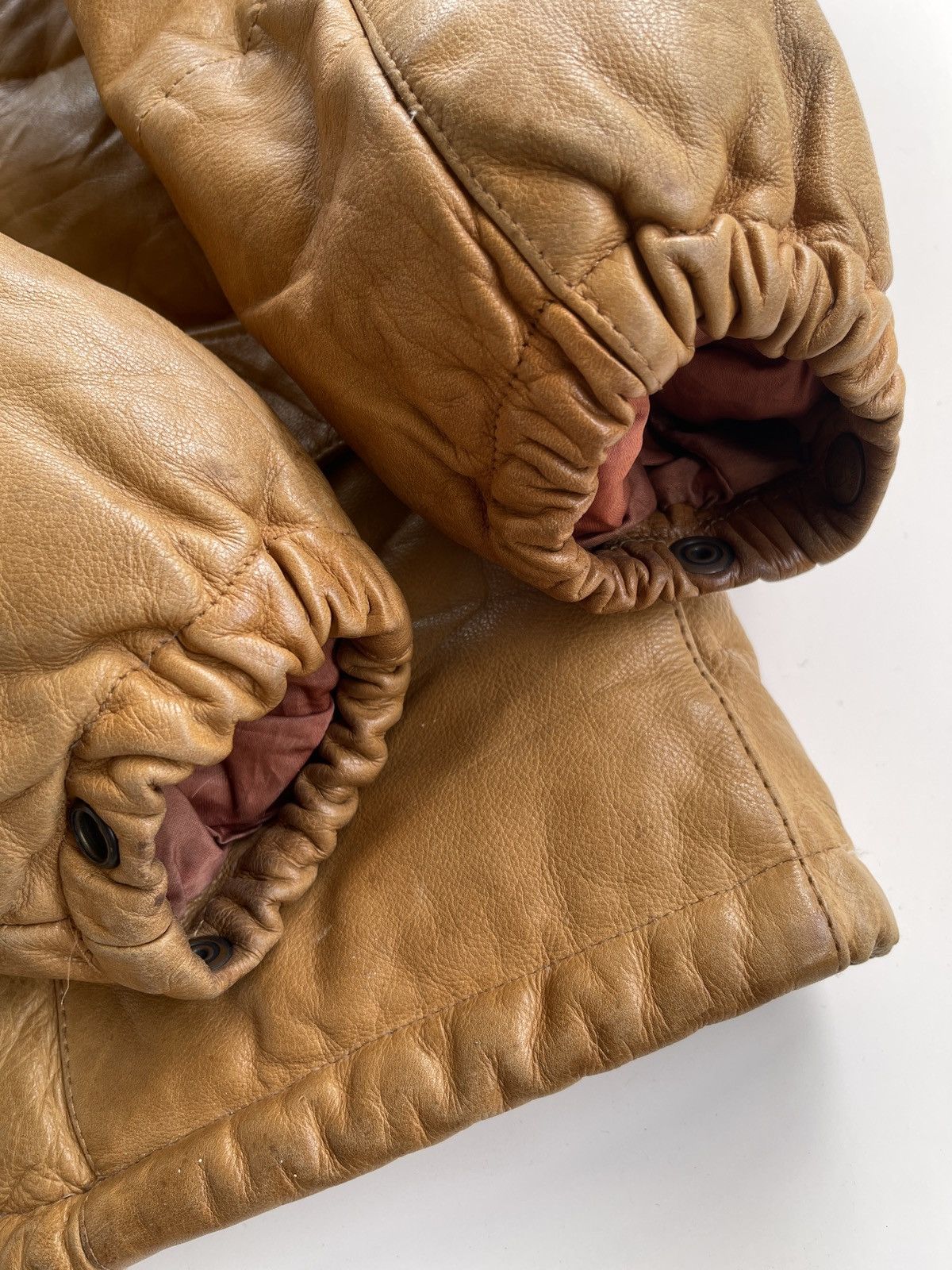Vintage 80s Vent Couvert Leather Down Jacket Size US L / EU 52-54 / 3 - 23 Thumbnail