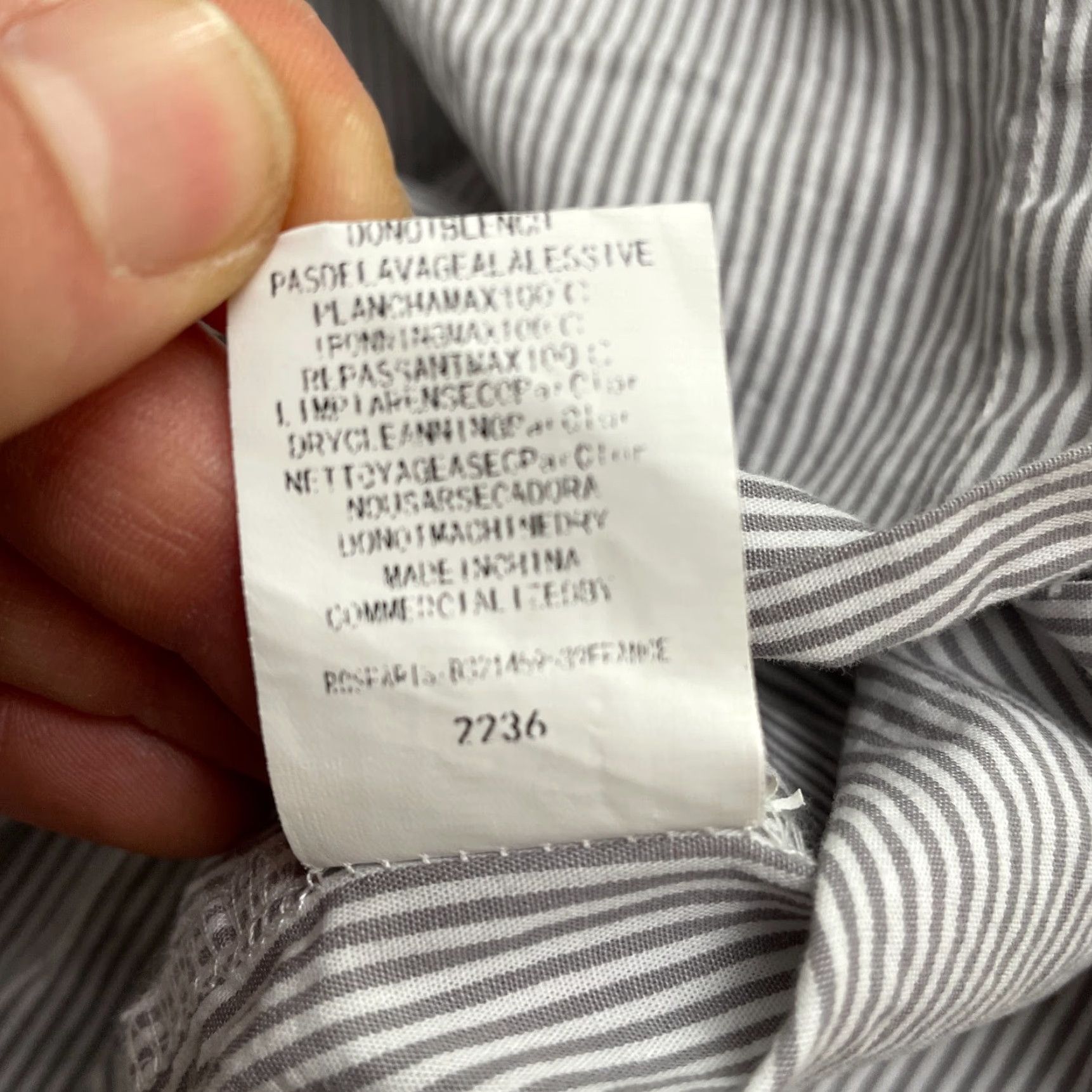 AQUA Aqua Button-Up Shirt Womens 6 Gray White Striped Long Sleeve Casual Knit 100% Cotton Regular Size M / US 6-8 / IT 42-44 - 6 Thumbnail