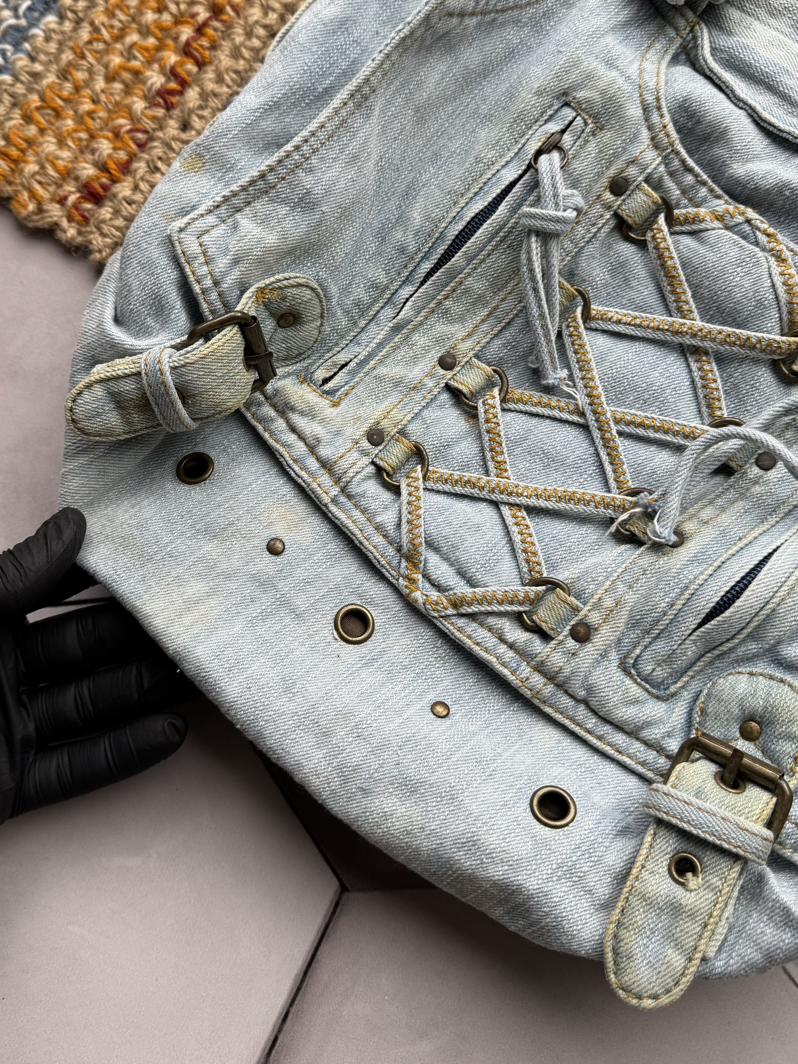 Japanese Brand Vintage Denim Bondage Bag (E4) Size ONE SIZE - 6 Thumbnail