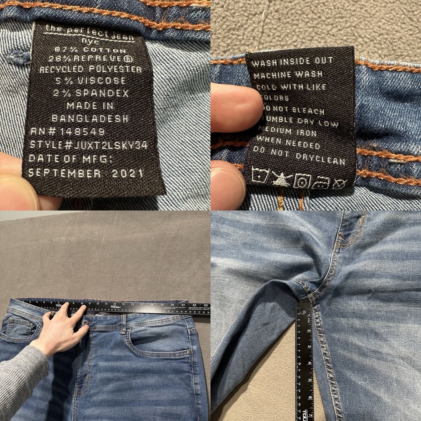 Denime The Perfect Jean NYC Jeans Men 42x34 Blue Skinny Stretch Denim Size US 42 / EU 58 - 8 Thumbnail