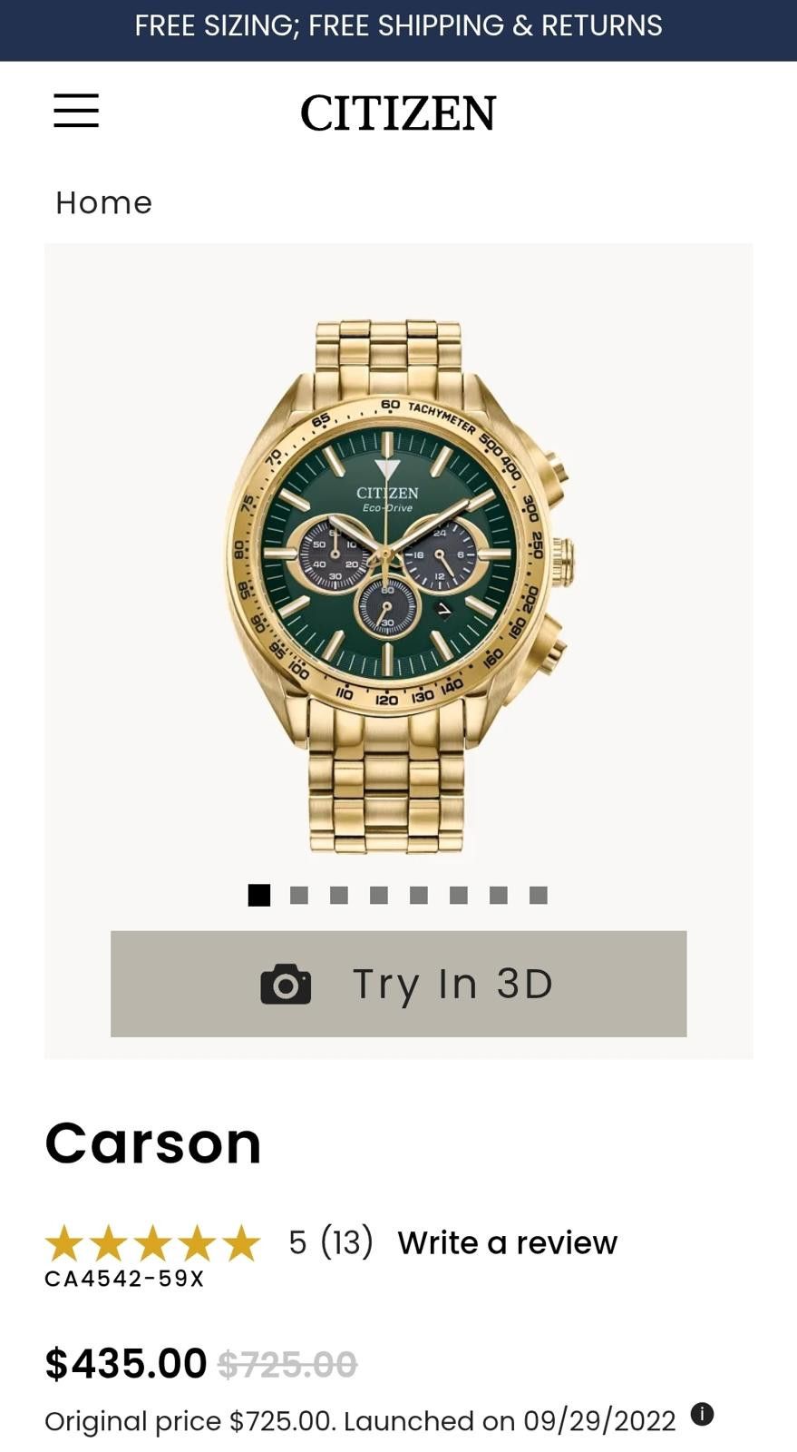 Citizen Citizen Eco-Drive Sport Luxury Chronograph Gold-Tone B620 Size ONE SIZE - 5 Thumbnail