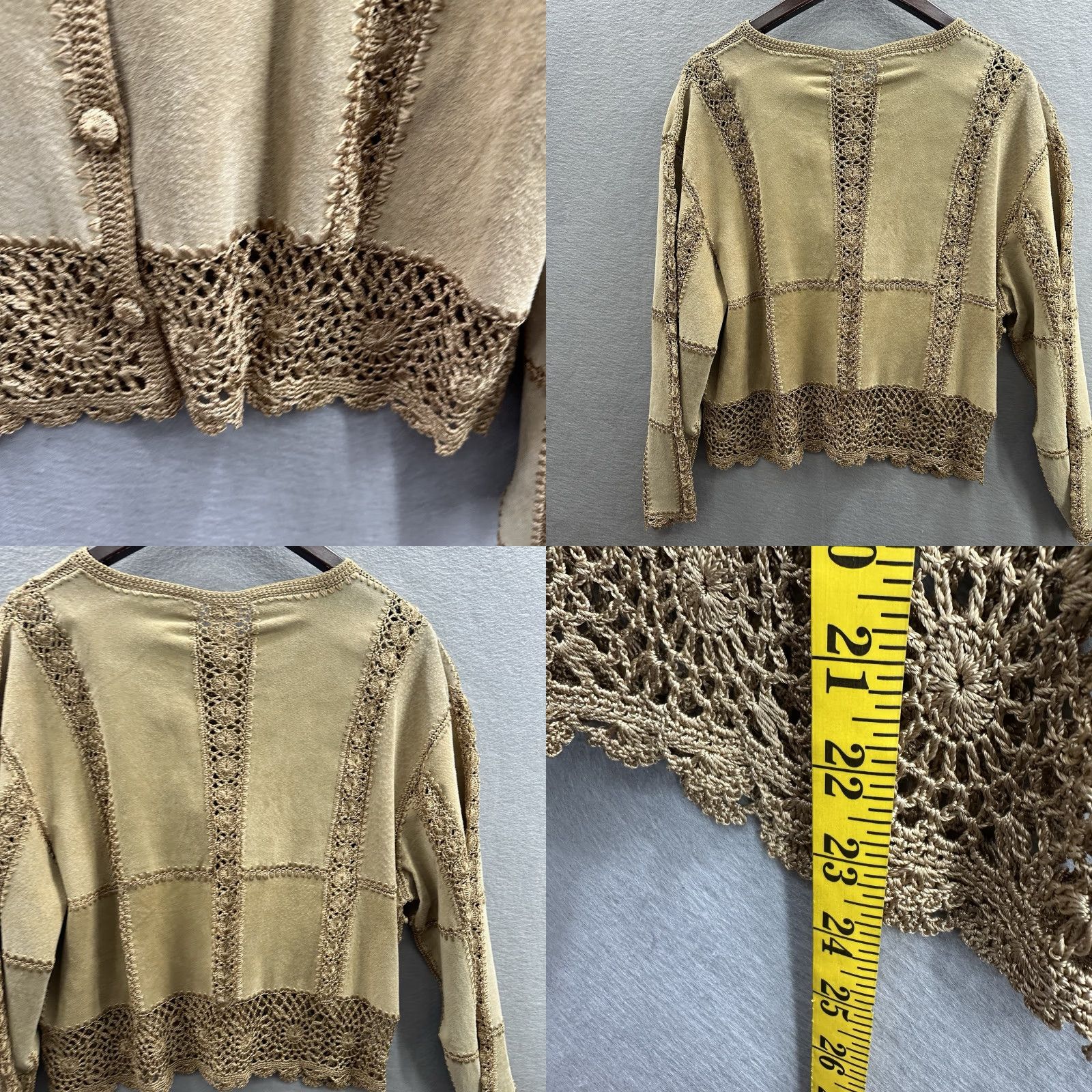 Vintage VINTAGE Suede & Crochet Tan Jacket Hippy Boho Grunge Quiet 70s y2k Women’s L Jacket Tan Boho Hippie 70s Womens L Size L / US 10 / IT 46 - 8 Thumbnail