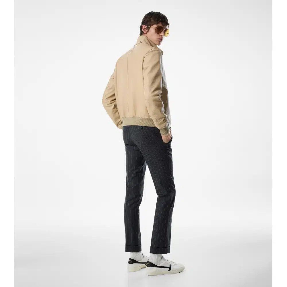 Tom Ford o1loc1c0226 LBG003 Leather Blouson Jacket in Beige Size US M / EU 48-50 / 2 - 3 Thumbnail