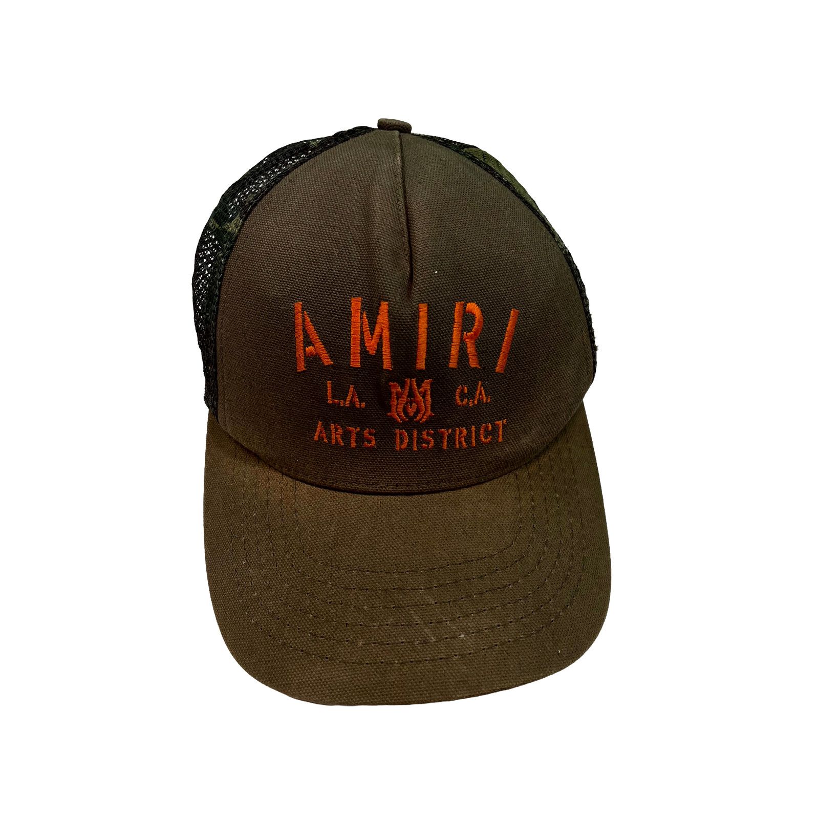 Amiri Amiri Camo Arts District Trucker Olive Cap Size ONE SIZE - 1 Thumbnail