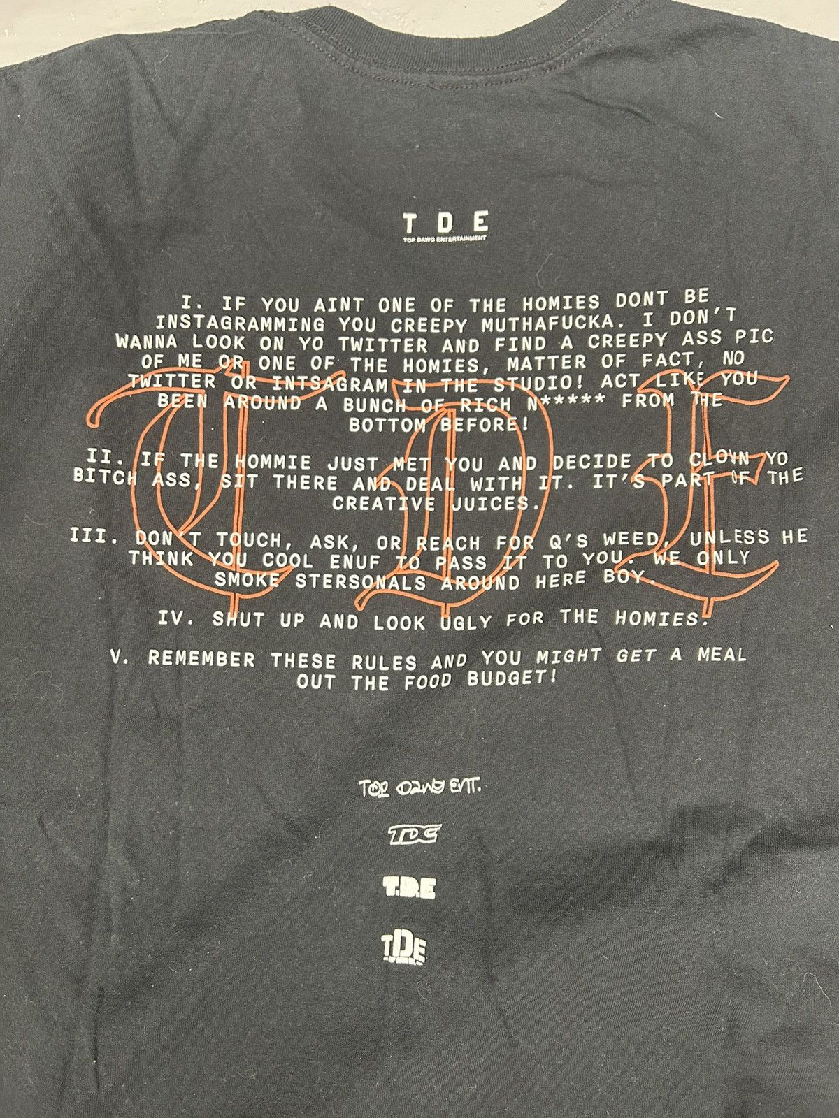 Rap Tees Crazy Y2K Essential Black TDE Kendrick Lamar Script T-Shirt Size US L / EU 52-54 / 3 - 2 Thumbnail