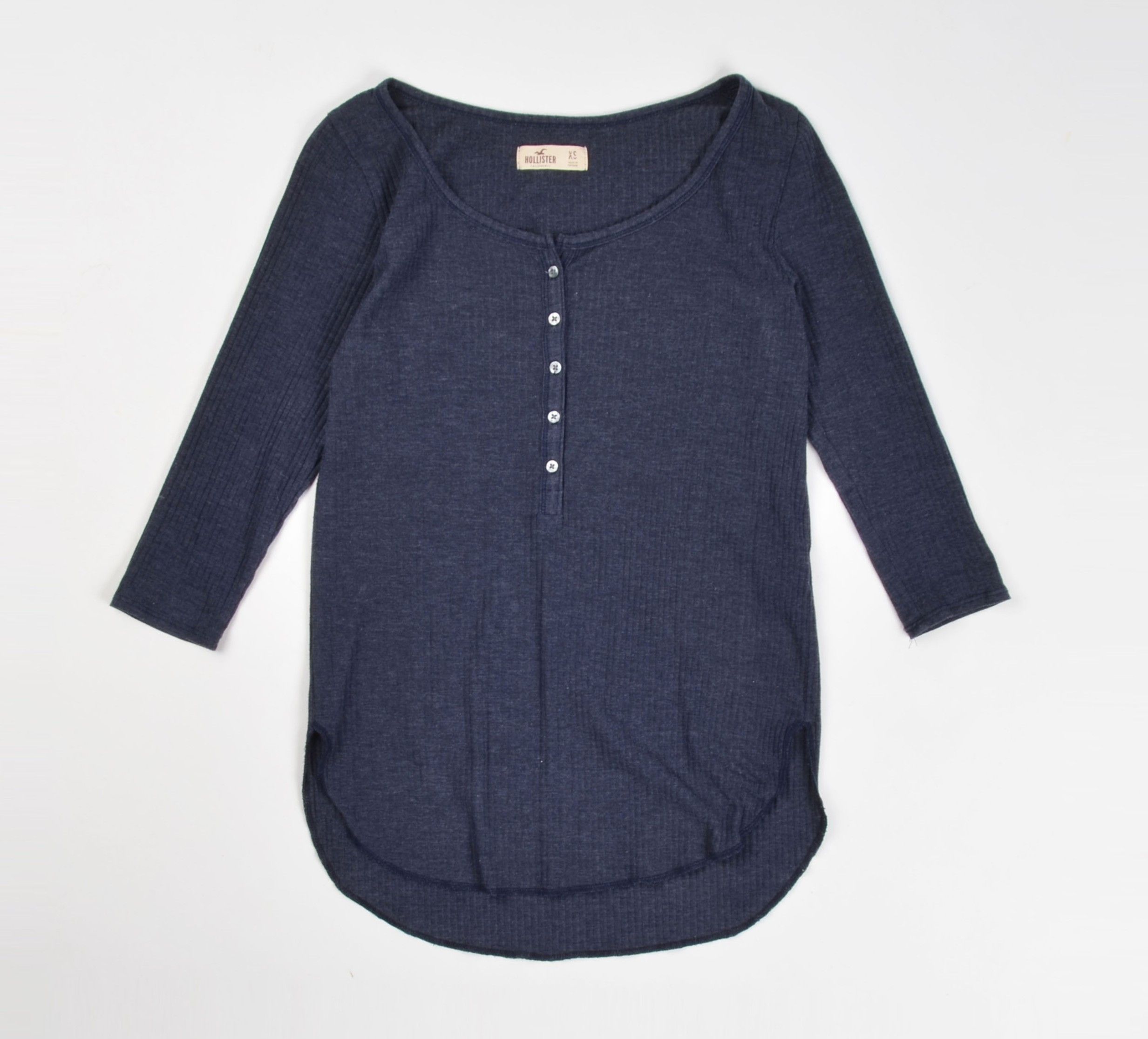 Hollister Hollister Y2K Blue 3/4 Sleeve Ribbet Bella Henley Top Size XS / US 0-2 / IT 36-38 - 3 Thumbnail