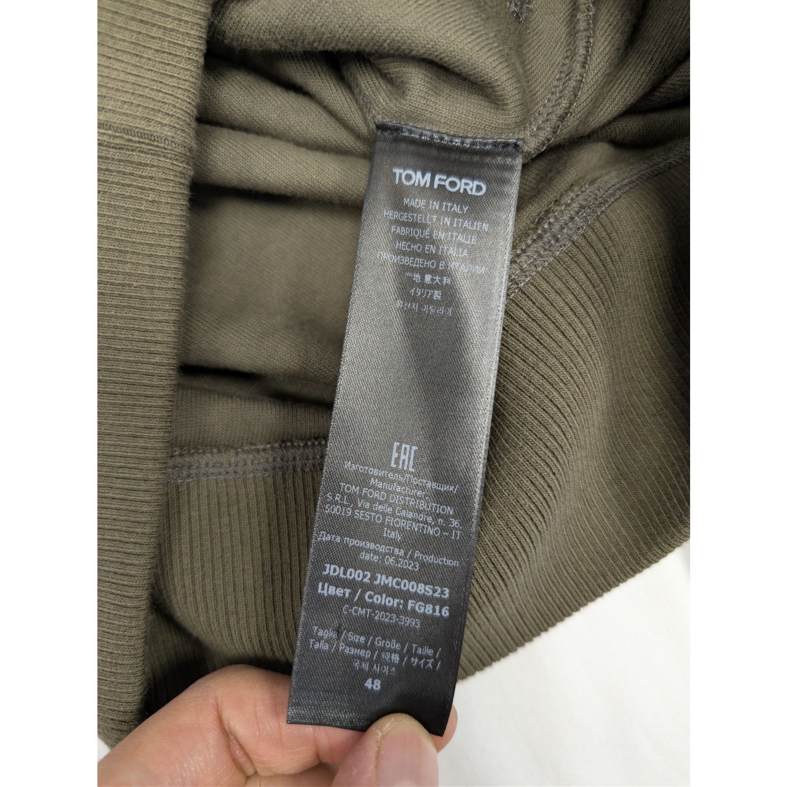 Tom Ford o1rshd1 CC20 Towelling cotton hoodie in green Size US M / EU 48-50 / 2 - 18 Thumbnail