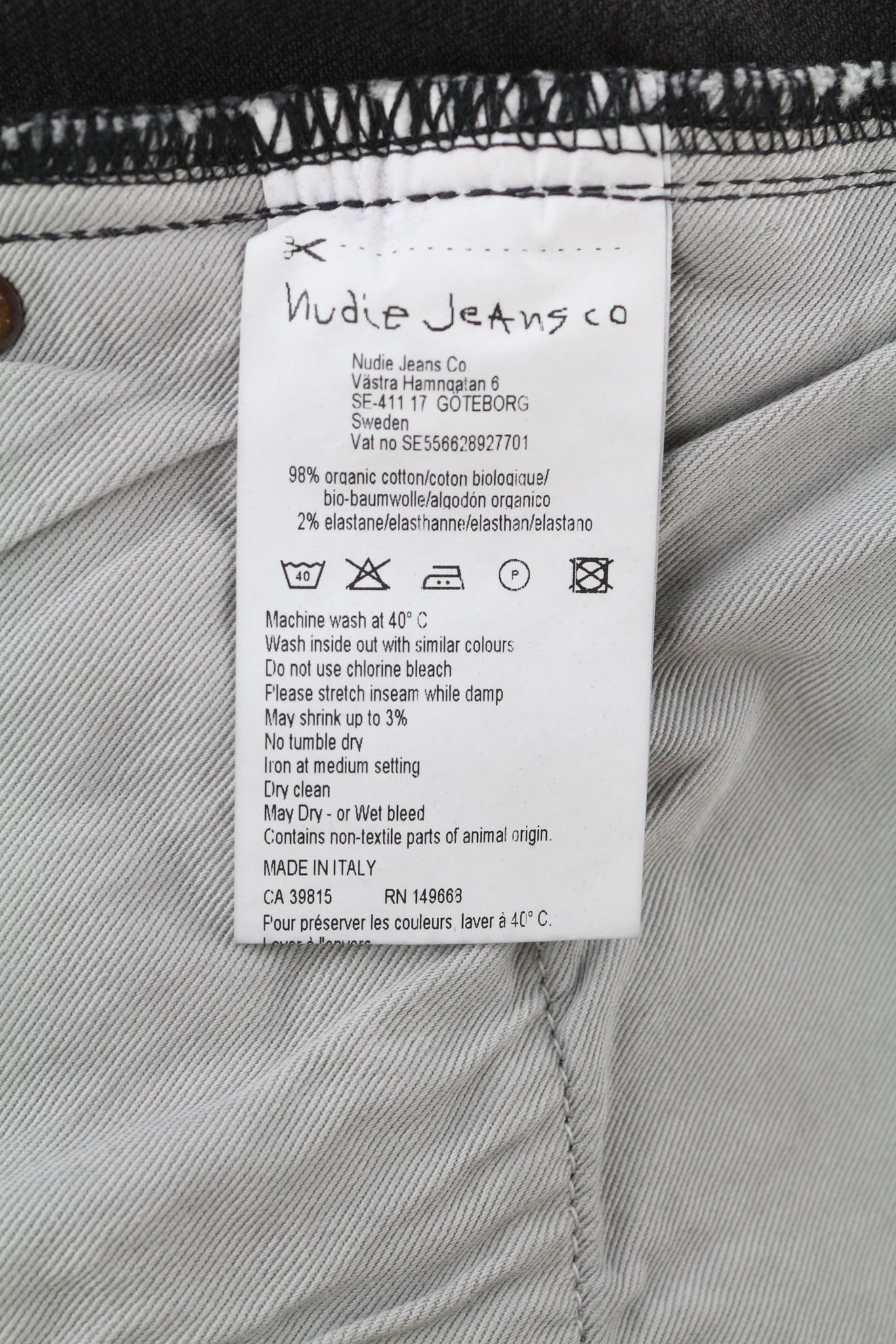 Nudie Jeans PIPE LED W27/L30 Used Black Organic Slim Fit Denim 81633 Size 27" / US 4 / IT 40 - 6 Thumbnail