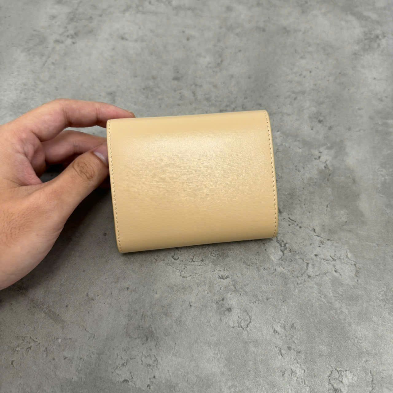 Celine CELINE Small Wallet Triomphe In Shiny Calfskin BEIGE Size ONE SIZE - 3 Thumbnail