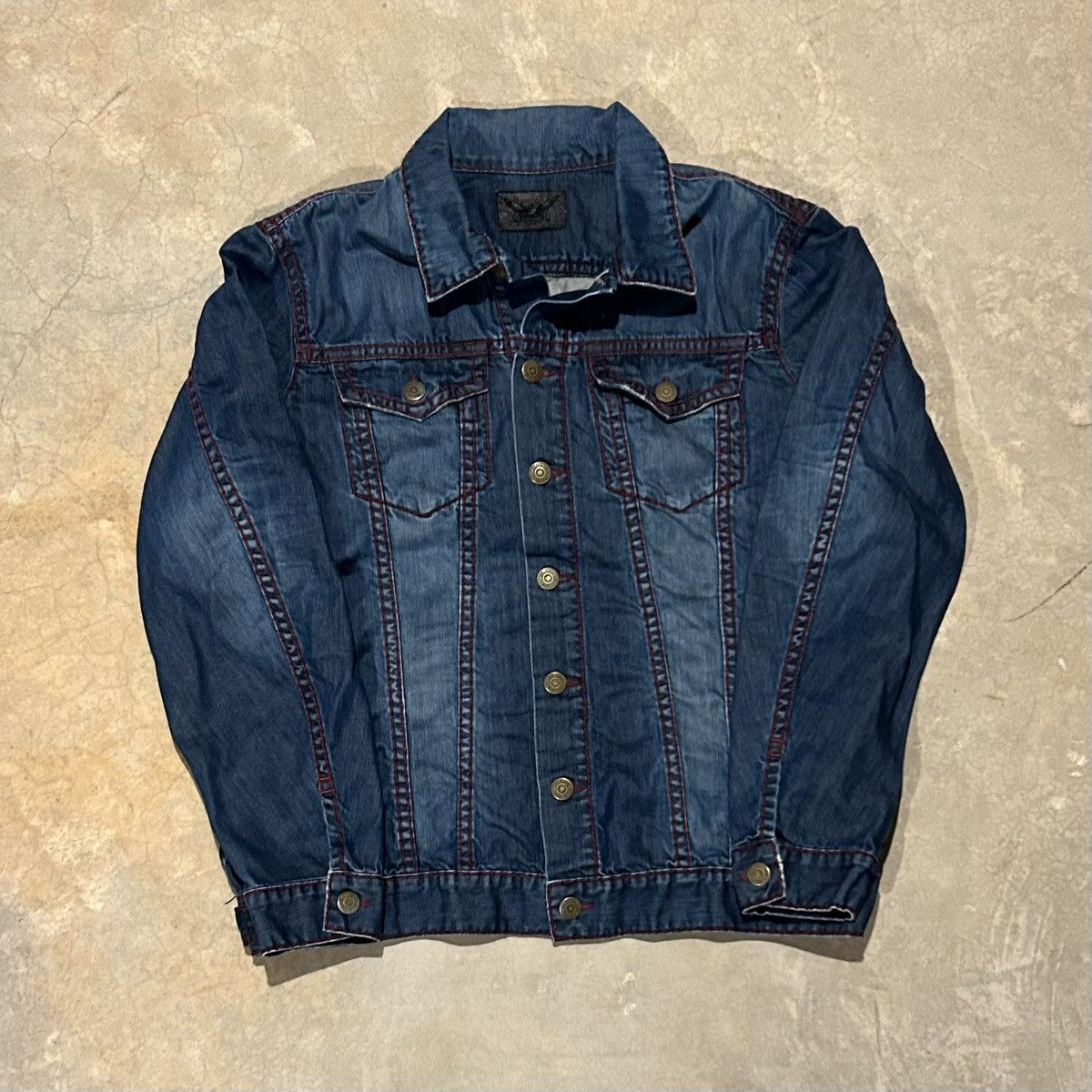 Japanese Brand × Robins Jeans × Vintage Robin’s Jeans Thick Stitch Denim Jacket Oversized Designer Size US XXL / EU 58 / 5 - 5 Thumbnail