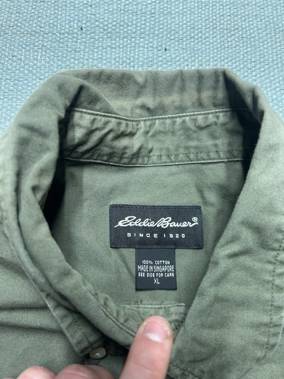 Eddie Bauer Eddie Bauer button shirt olive drab army green cotton XL Size US XL / EU 56 / 4 - 5 Thumbnail