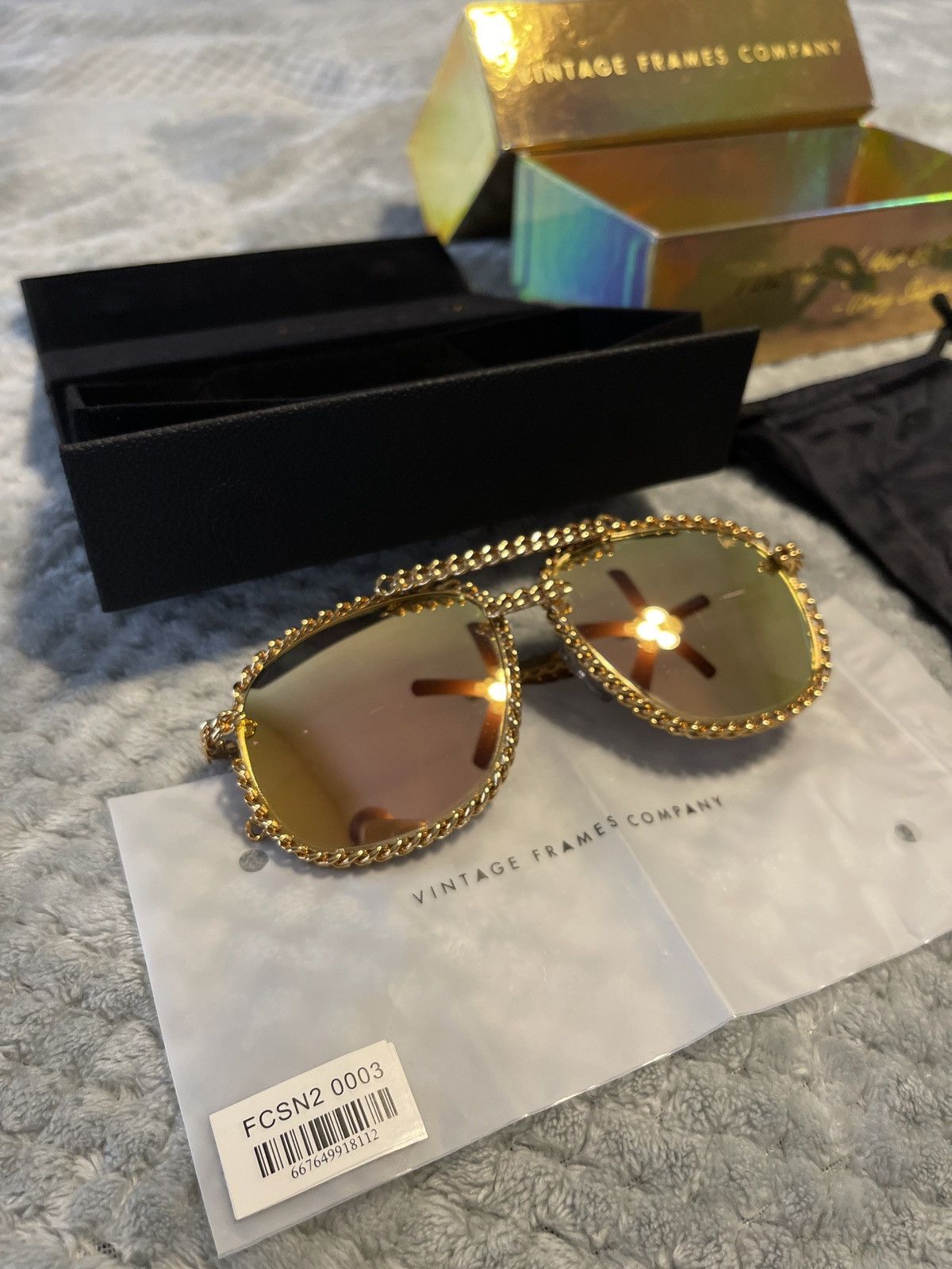image of Vintage Frames Company Full Cuban 24Kt Gold Sunglasses, Men's