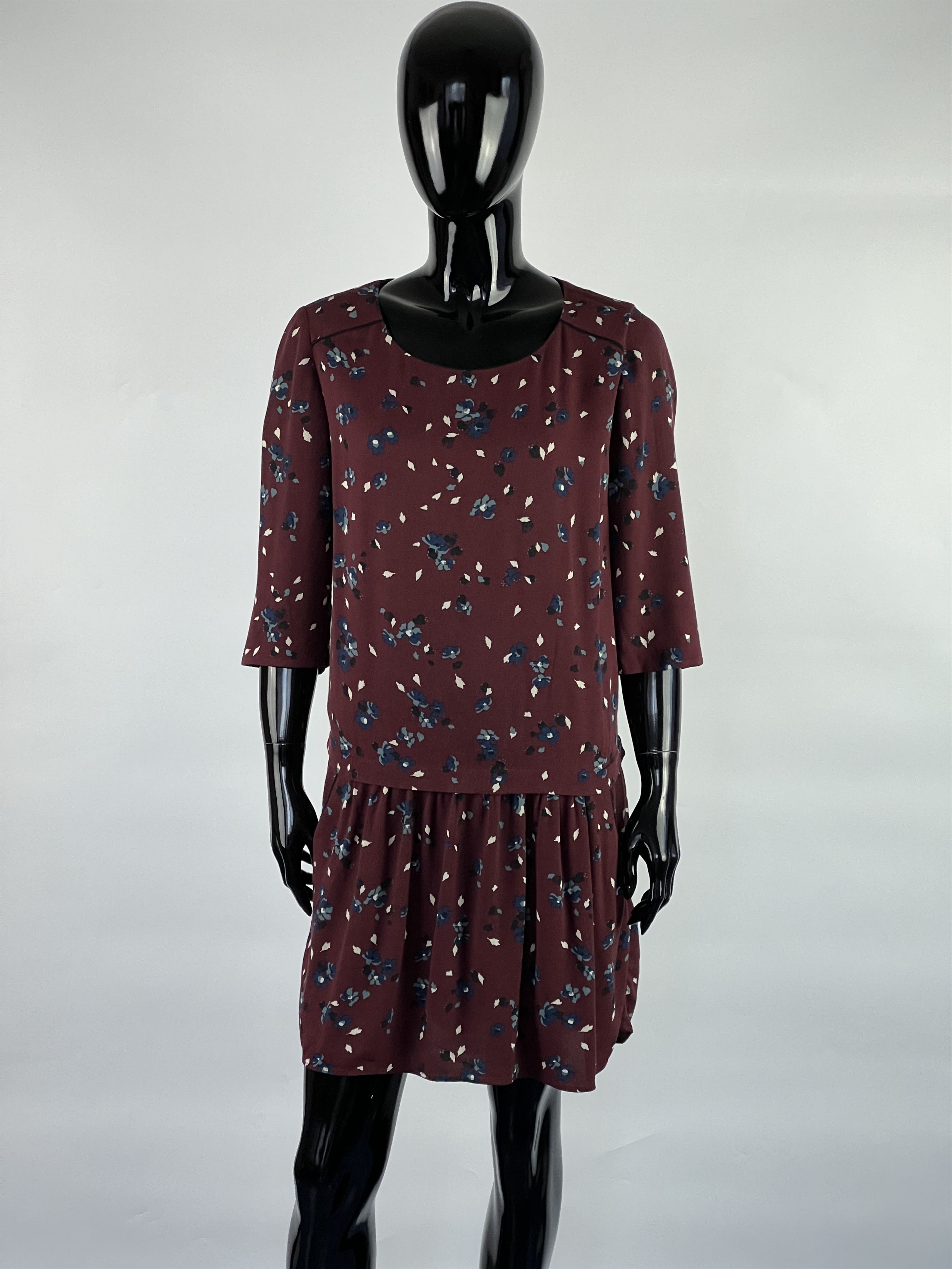 Sezane Sezane Burgundy Floral Print Half Sleeve Short Dress Size 36 Size S / US 4 / IT 40 - 1 Thumbnail