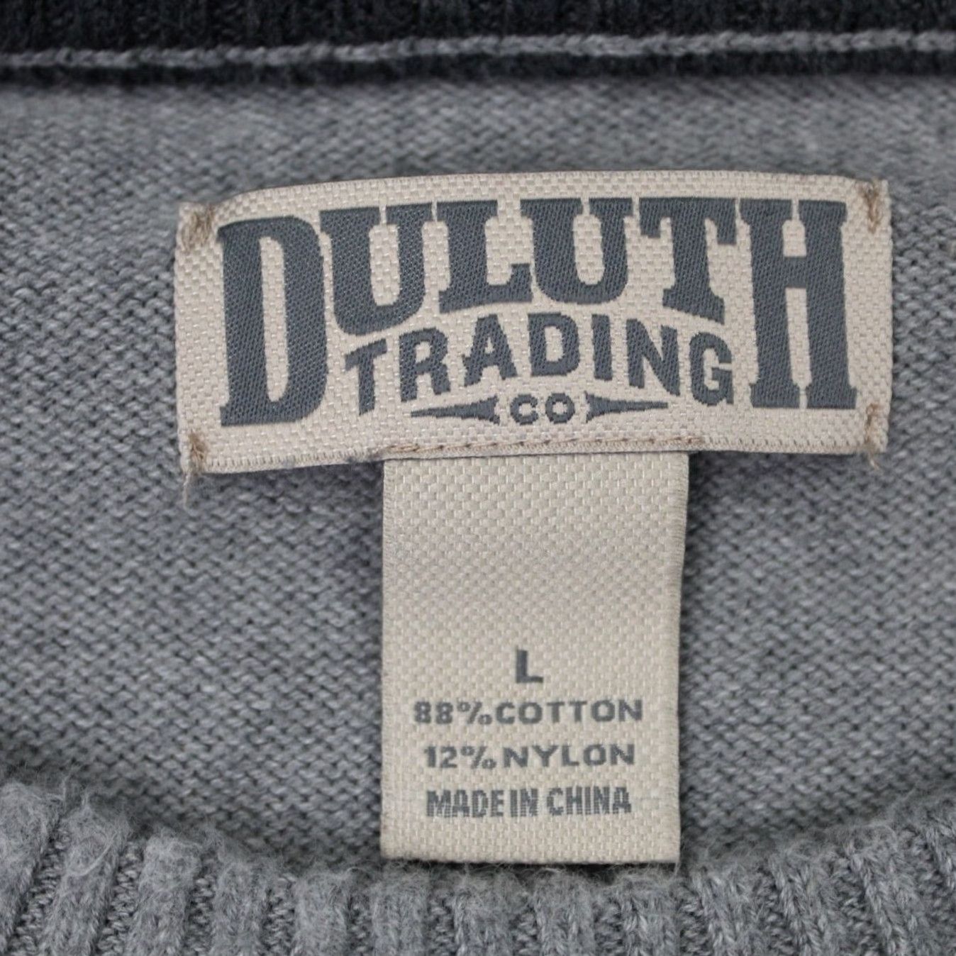 Vintage Duluth Sweater Men L Gray Strongarm Cotton Crew Stripe Pullover Knit Wool? Size US L / EU 52-54 / 3 - 7 Thumbnail