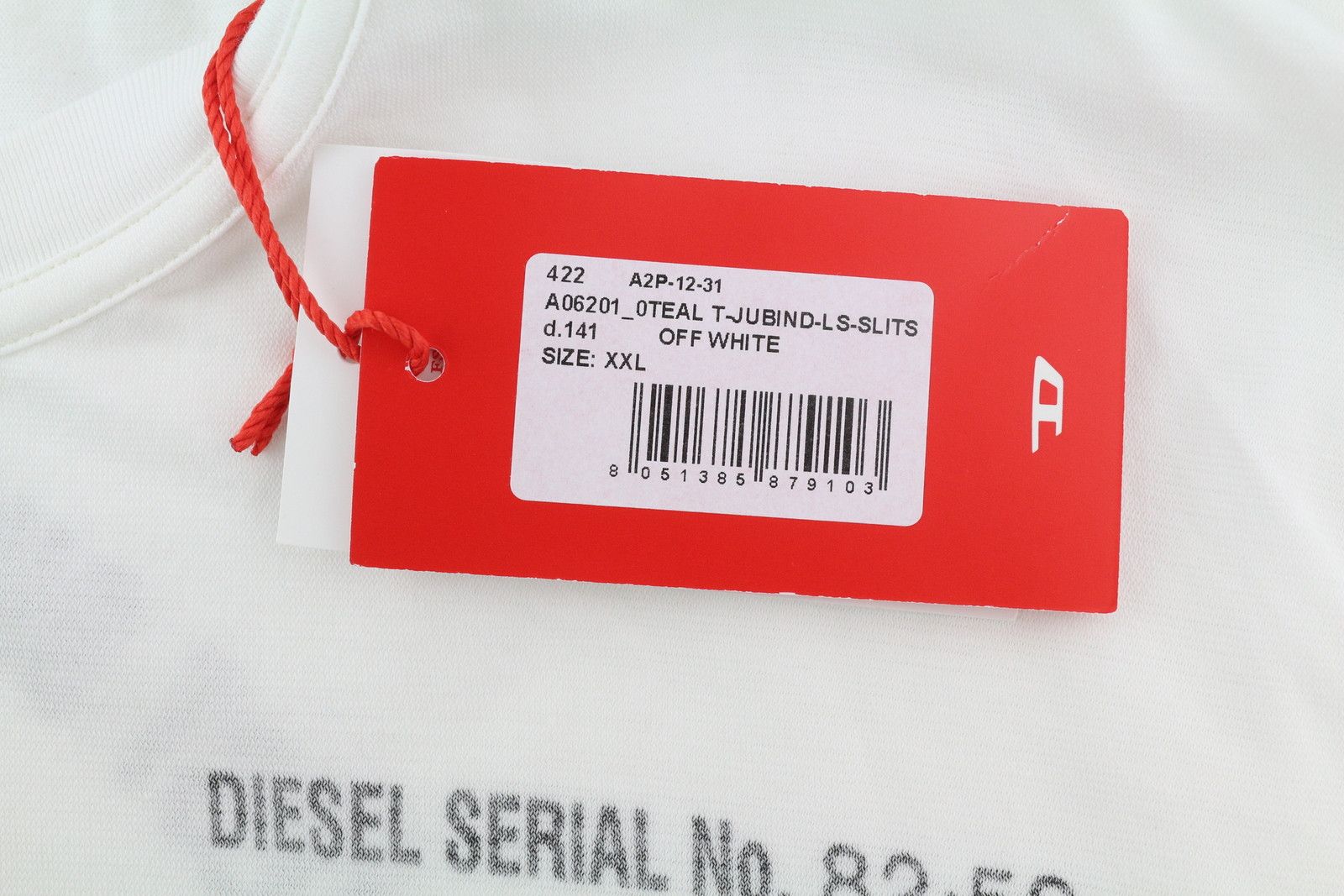Diesel T-JUBIND-LS-SLITS 2XL White Long Sleeve Crew Tricot 85119 Size US XXL / EU 58 / 5 - 7 Thumbnail