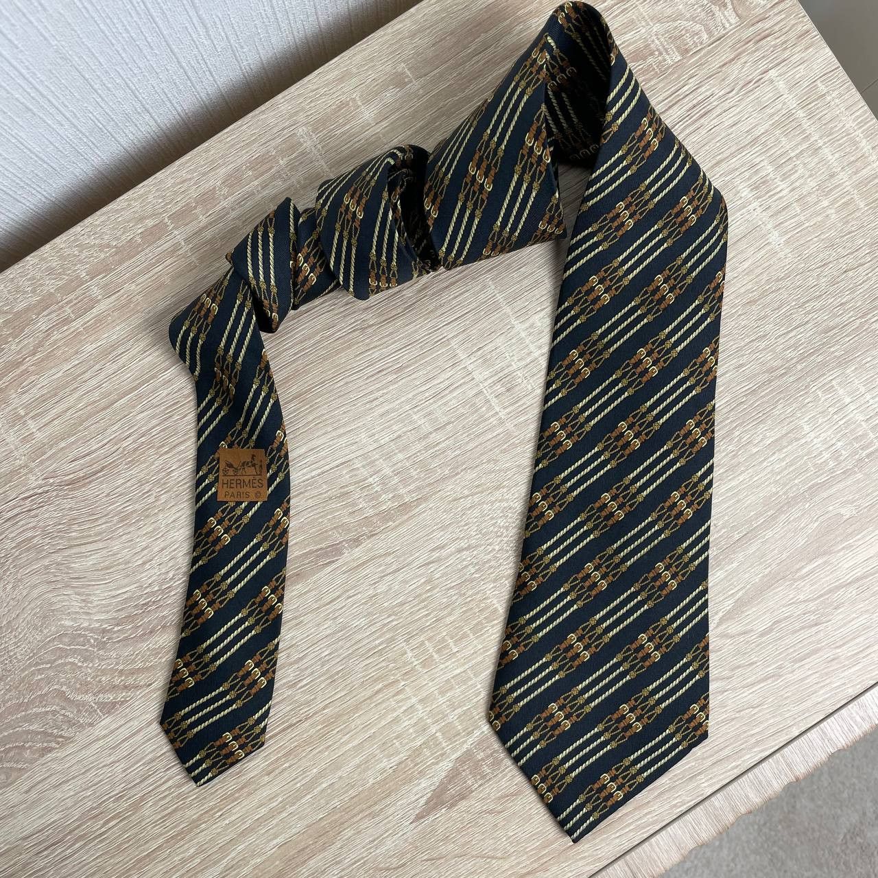 Hermes Hermes Paris Silk Tie 695 OA Belts Black Size ONE SIZE - 2 Thumbnail