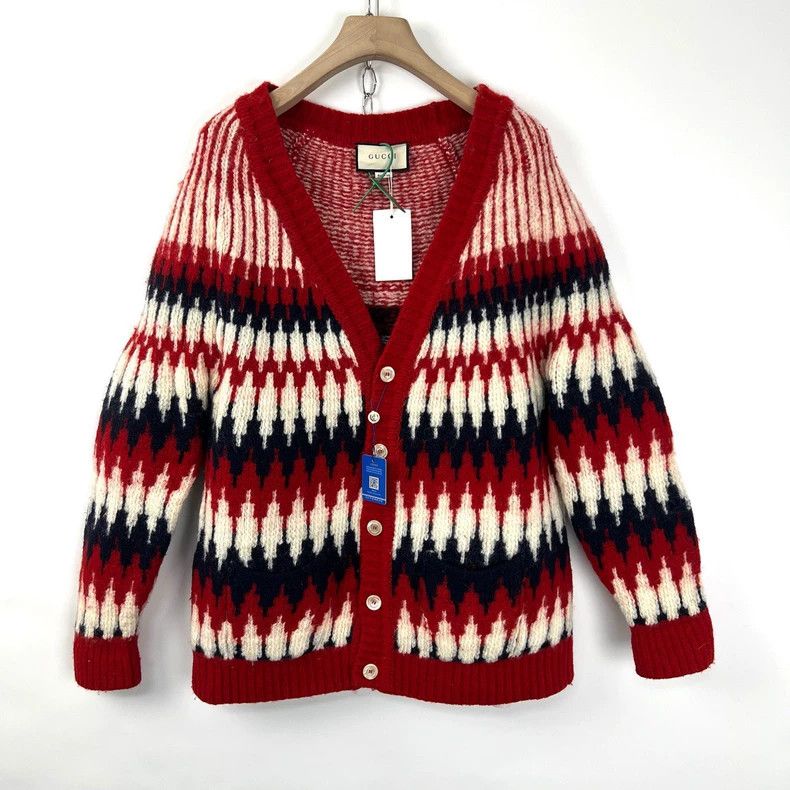 Gucci Gucci Patterned Cardigan Sweater in Red Color- DMC Size US L / EU 52-54 / 3 - 1 Thumbnail