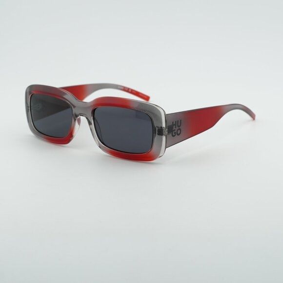 Hugo HUGO HG 1281/S 0268 IR Sunglasses Grey and Red Rectangle Size ONE SIZE - 10 Thumbnail