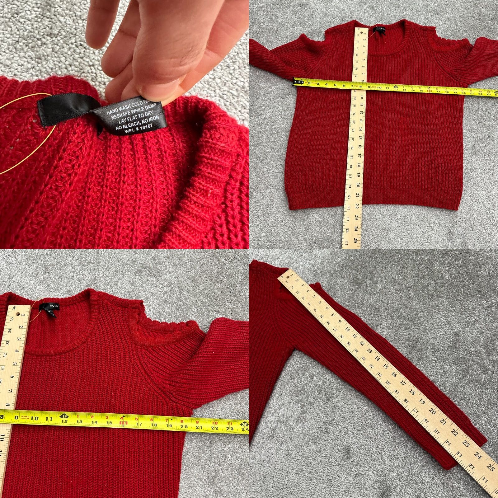 AQUA Aqua Sweater Womens Large Red Cold Shoulder Crew Neck Pullover Size L / US 10 / IT 46 - 8 Thumbnail