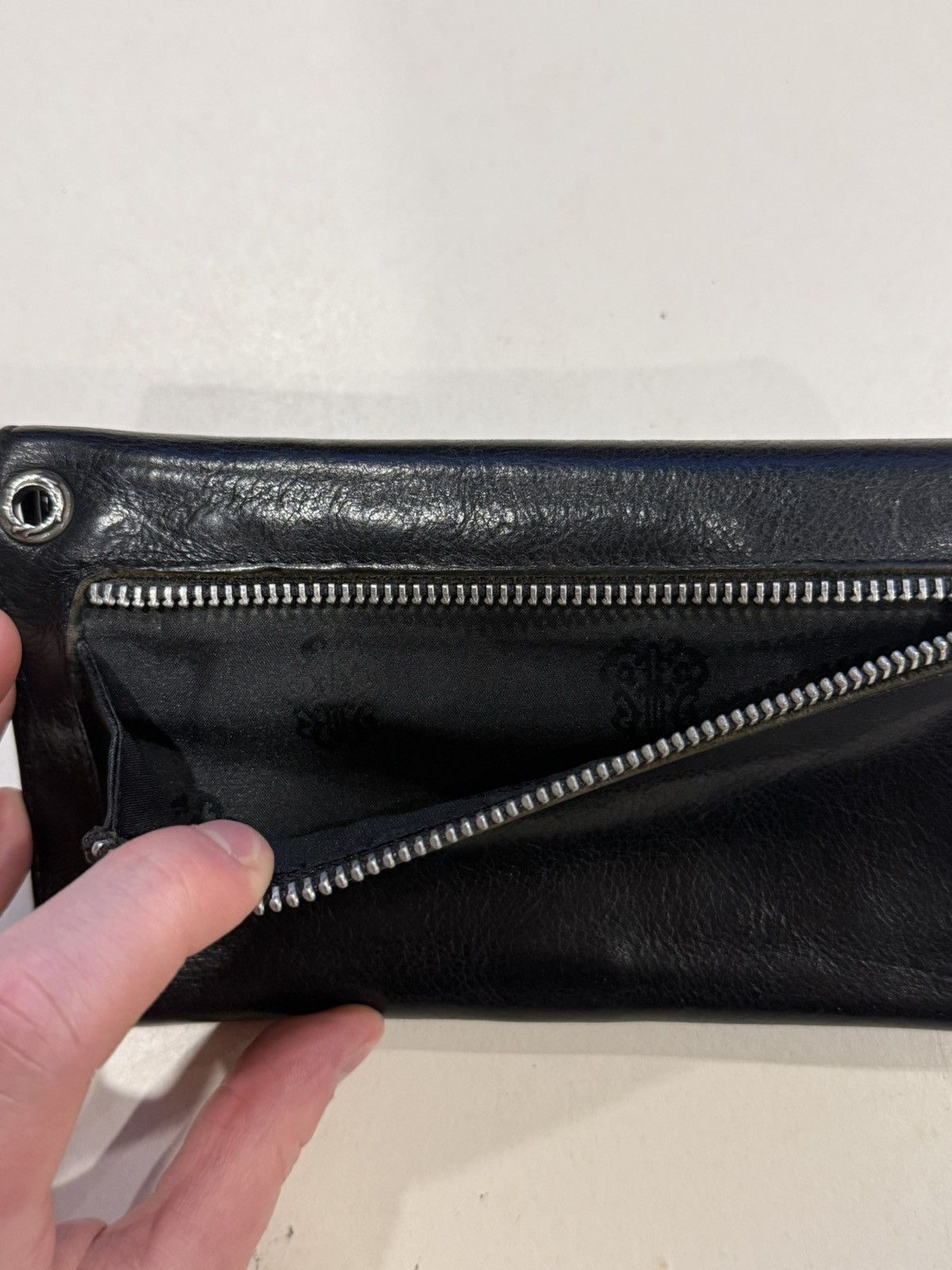 Chrome Hearts Chrome Hearts Black Leather Wave Wallet Silver Cross Balls Size ONE SIZE - 7 Thumbnail