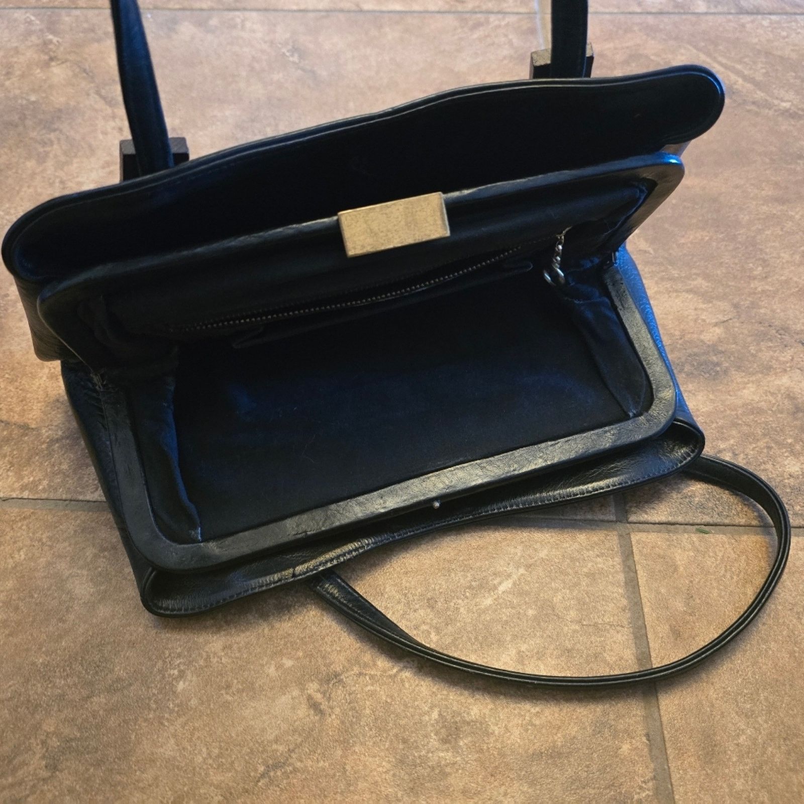 Other Black Wood Detailed Faux Leather Handbag Size ONE SIZE - 3 Thumbnail