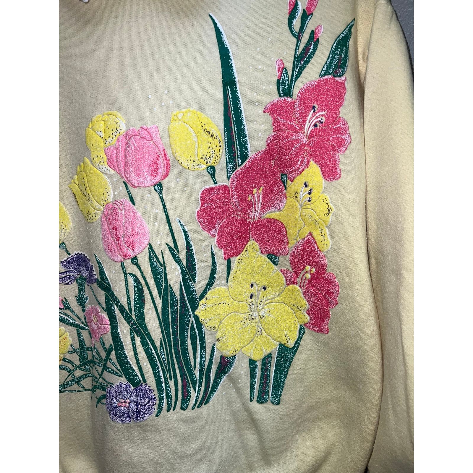 Vintage Vintage Flower Crewneck Floral Yellow Cottagecore Lace 90s M Size M / US 6-8 / IT 42-44 - 2 Thumbnail
