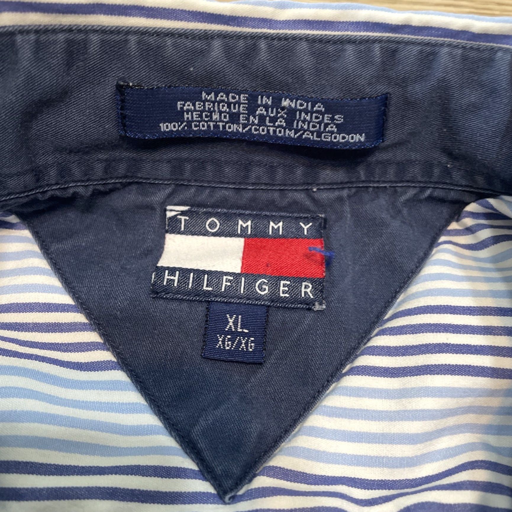 Tommy Hilfiger Tommy Hilfiger Men's XL Button-Up Shirt Blue Striped 80's Vintage Cotton Casual Formal Size US XL / EU 56 / 4 - 2 Thumbnail