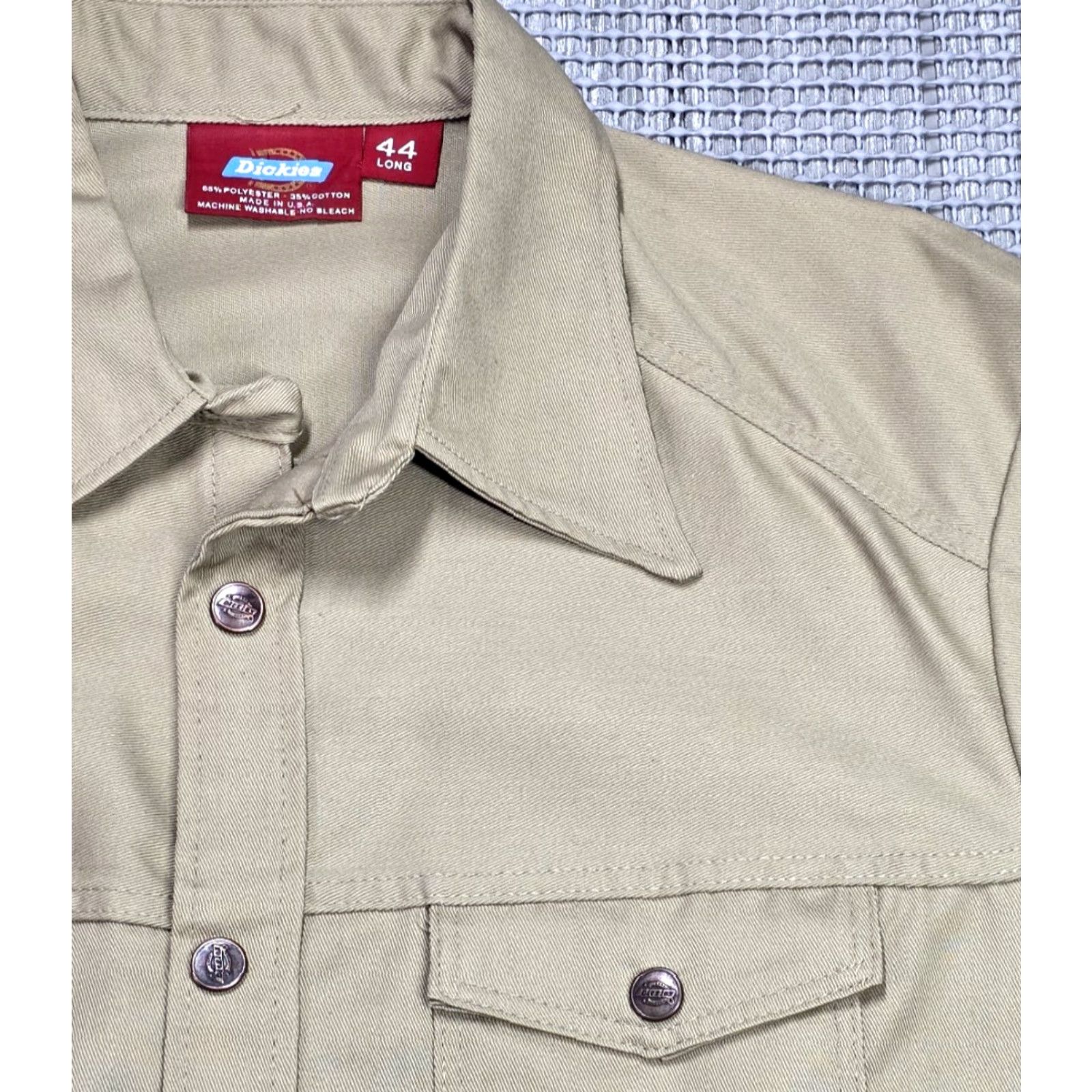 Dickies VINTAGE Dickies Shirt Jacket 44L Beige Heavy Canvas USA Shacket Men 70s 80s Workwear Snap Button All Seasons Pockets Collar MID-LENGTH Jacket Size US XXL / EU 58 / 5 - 2 Thumbnail