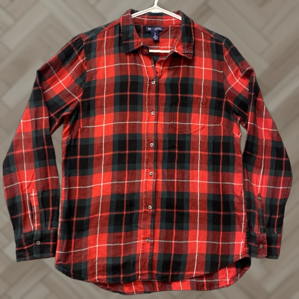Gap Gap Shirt Button-Up Womens Small S Plaid Cotton Multicolor Long Sleeve Collared Button Up Wide 101-18 Size S / US 4 / IT 40 - 1 Thumbnail