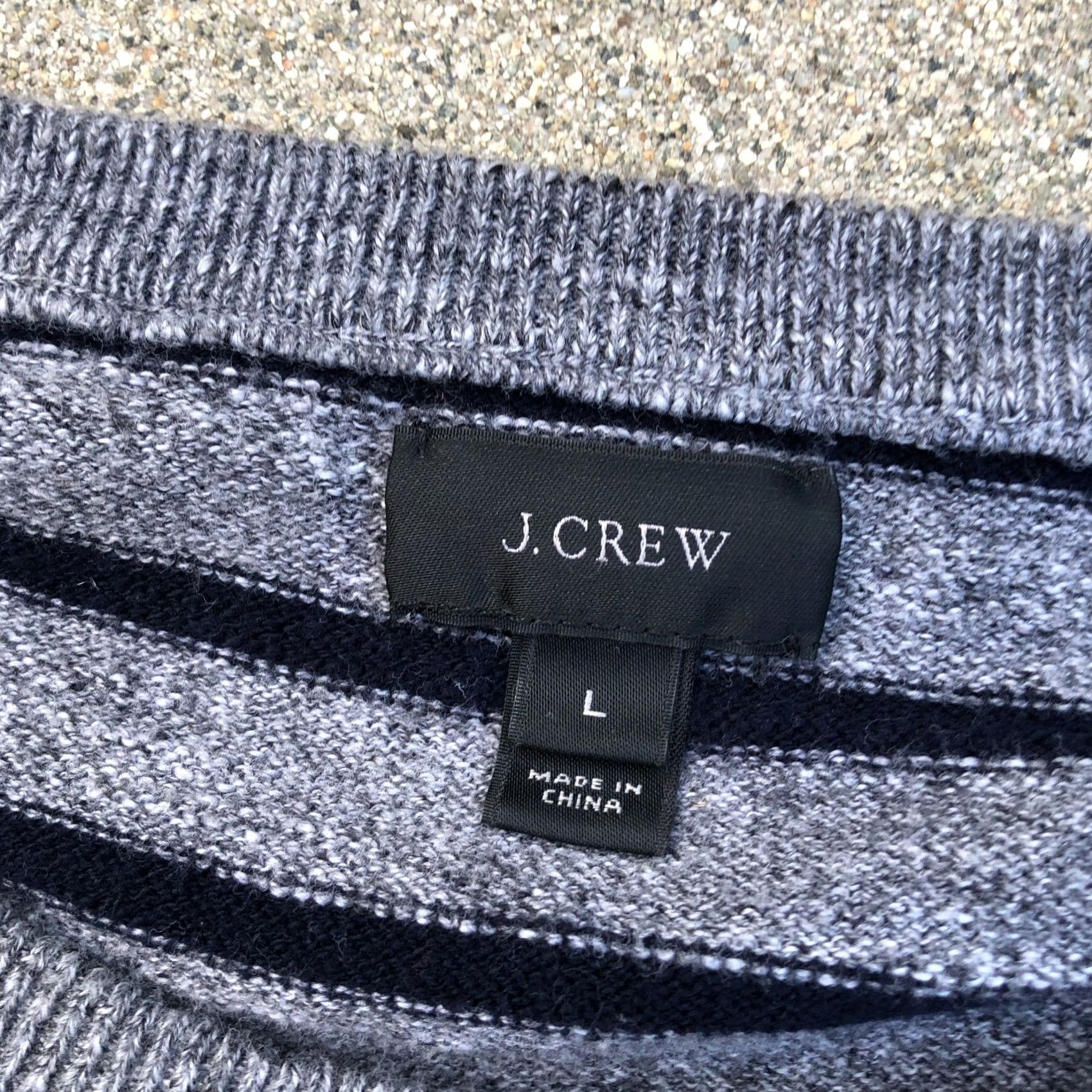 J.Crew J. CREW Sweater LARGE Grey Striped Long Sleeve Pullover Sweatshirt Men's Size US L / EU 52-54 / 3 - 4 Thumbnail