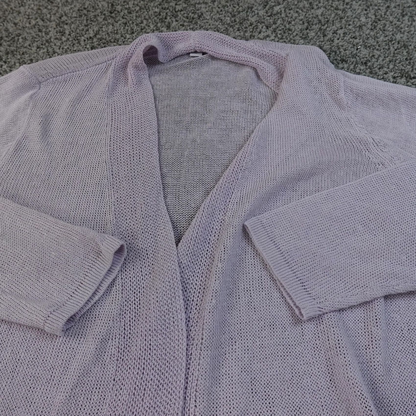 J. Jill VINTAGE J Jill Cardigan Womens L Purple Linen Open Front Tunic Duster Knit Layering Top Size L / US 10 / IT 46 - 3 Thumbnail