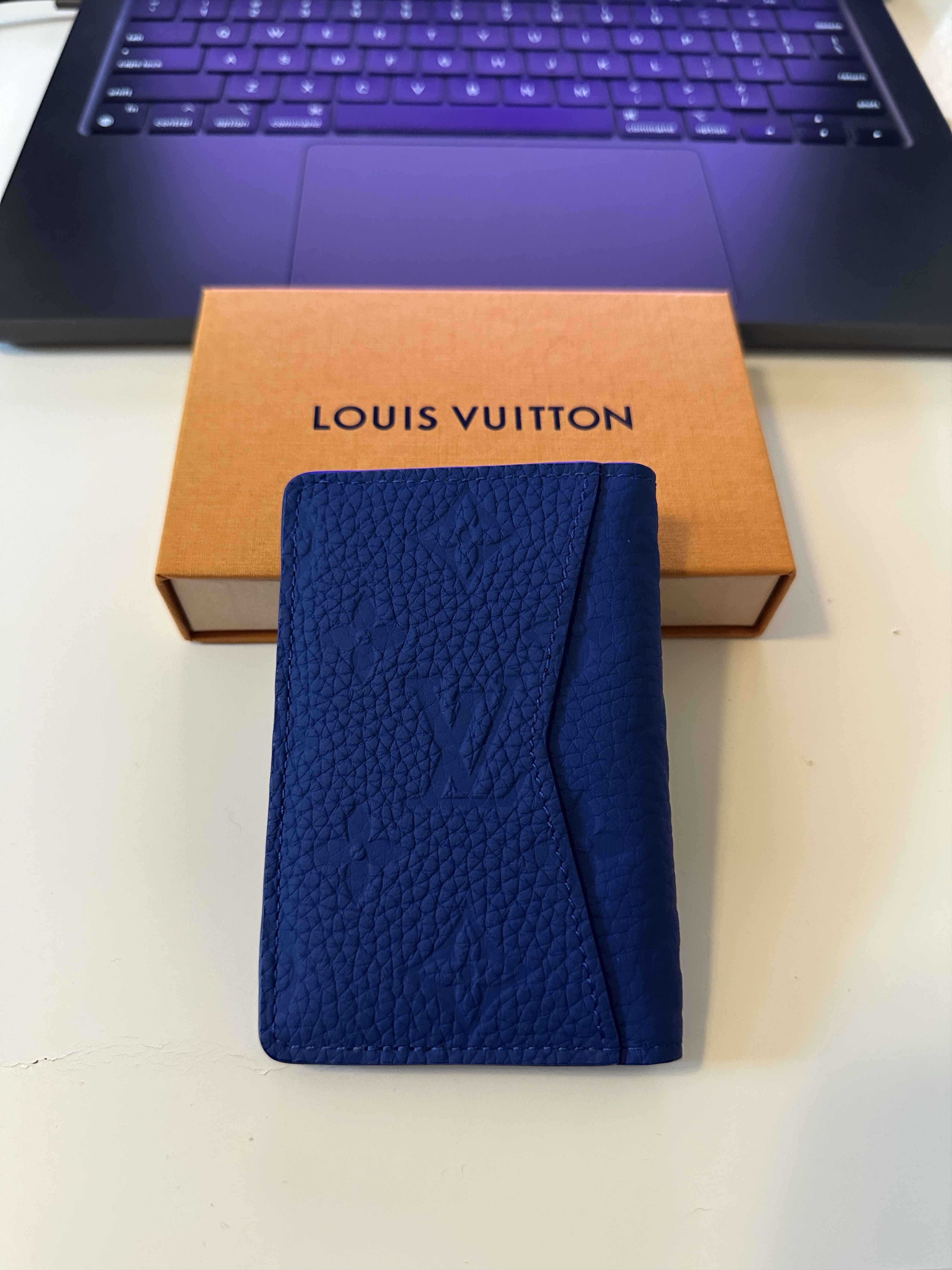 Louis Vuitton Louis Vuitton Pocket Organizer Monogram Taurillon Blue Size ONE SIZE - 4 Thumbnail
