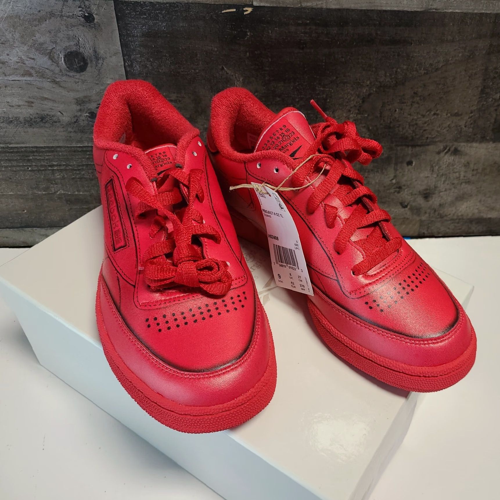 Reebok Reebok x Maison Margiela Club C Paris Red Leather Sneakers Sz 9 Mens Low Top Size US 9 / EU 42 - 5 Thumbnail