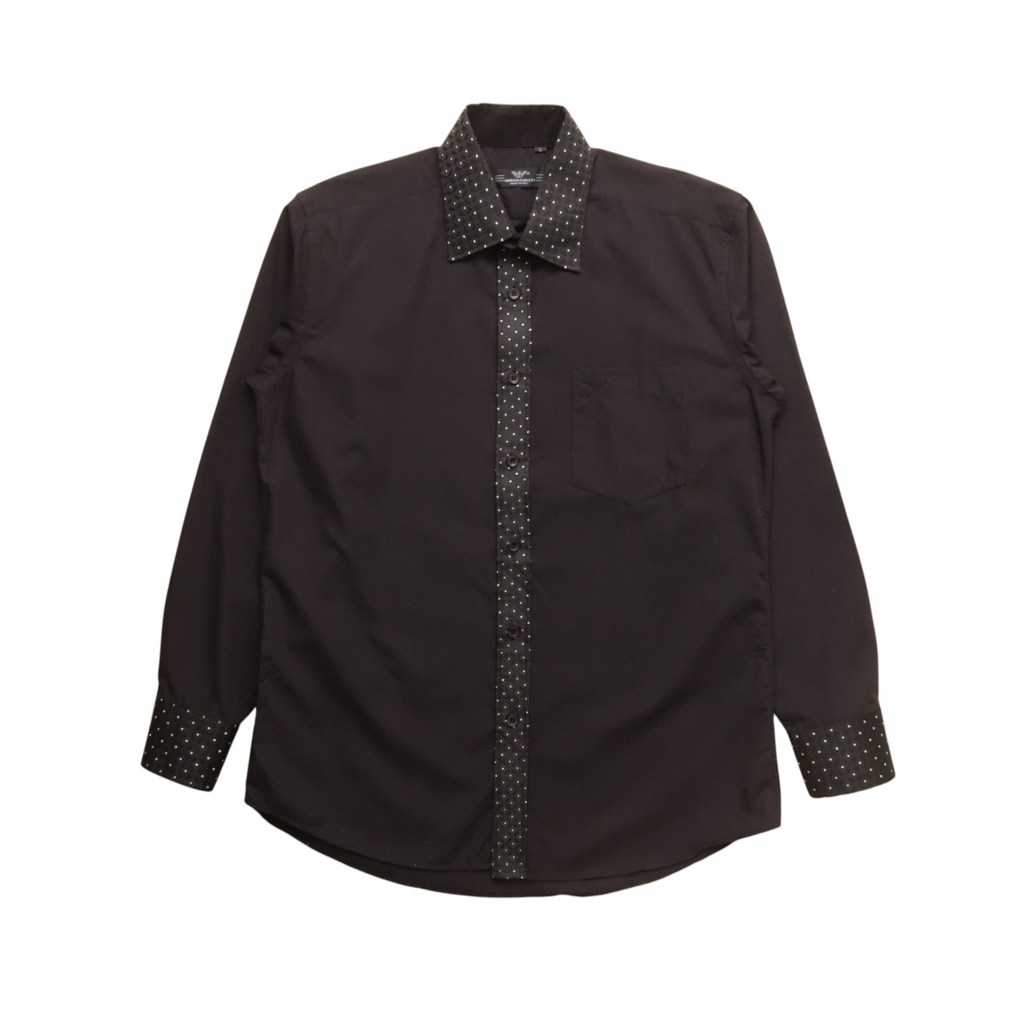 Giorgio Armani 1980s Giorgio Armani Psychedelic Dot Black Shirt Button Up Size US L / EU 52-54 / 3 - 1 Thumbnail
