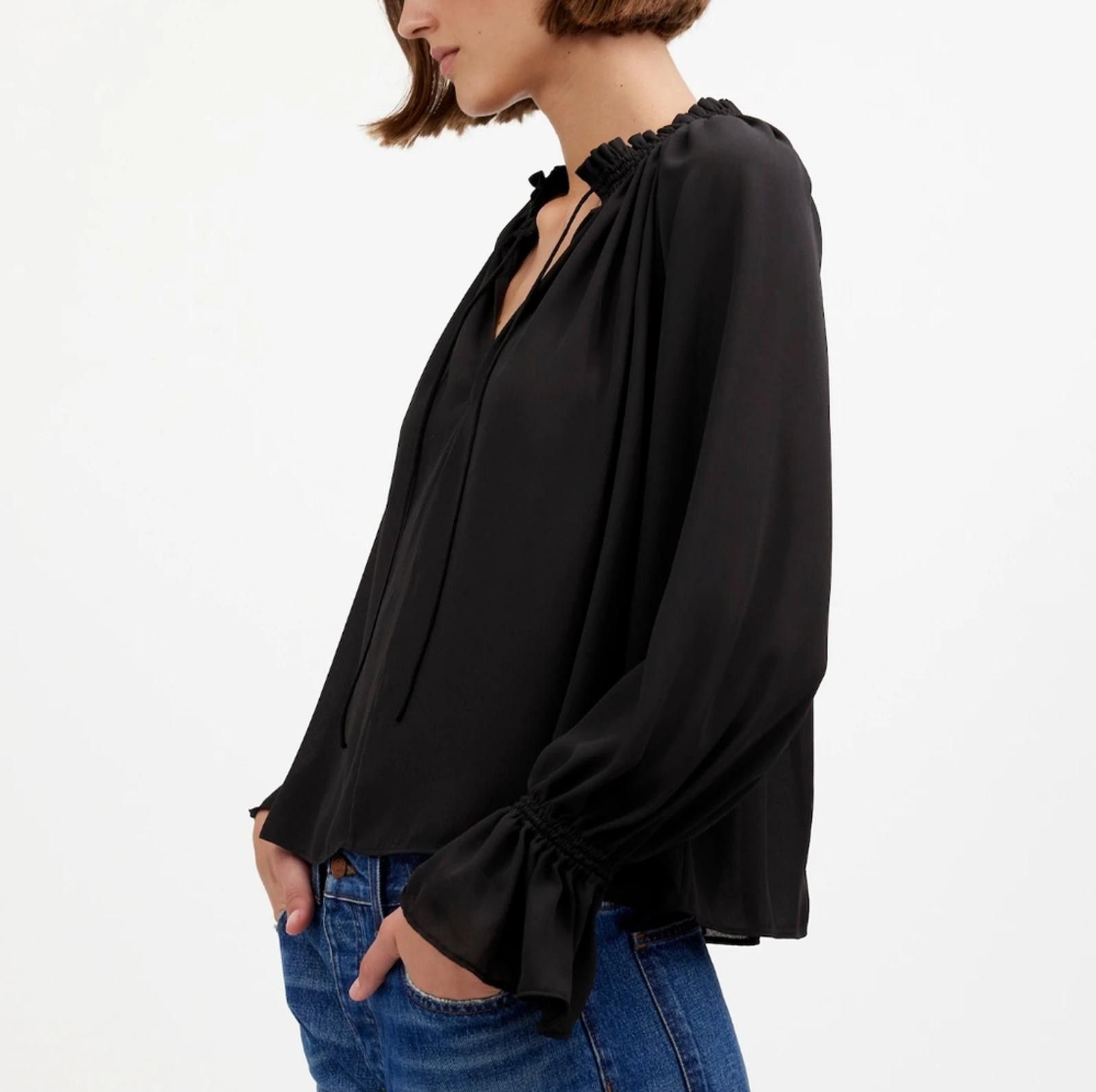 Madewell Madewell Long-Sleeve Tie-Neck Top Size XXS / US 00 / IT 34 - 3 Thumbnail