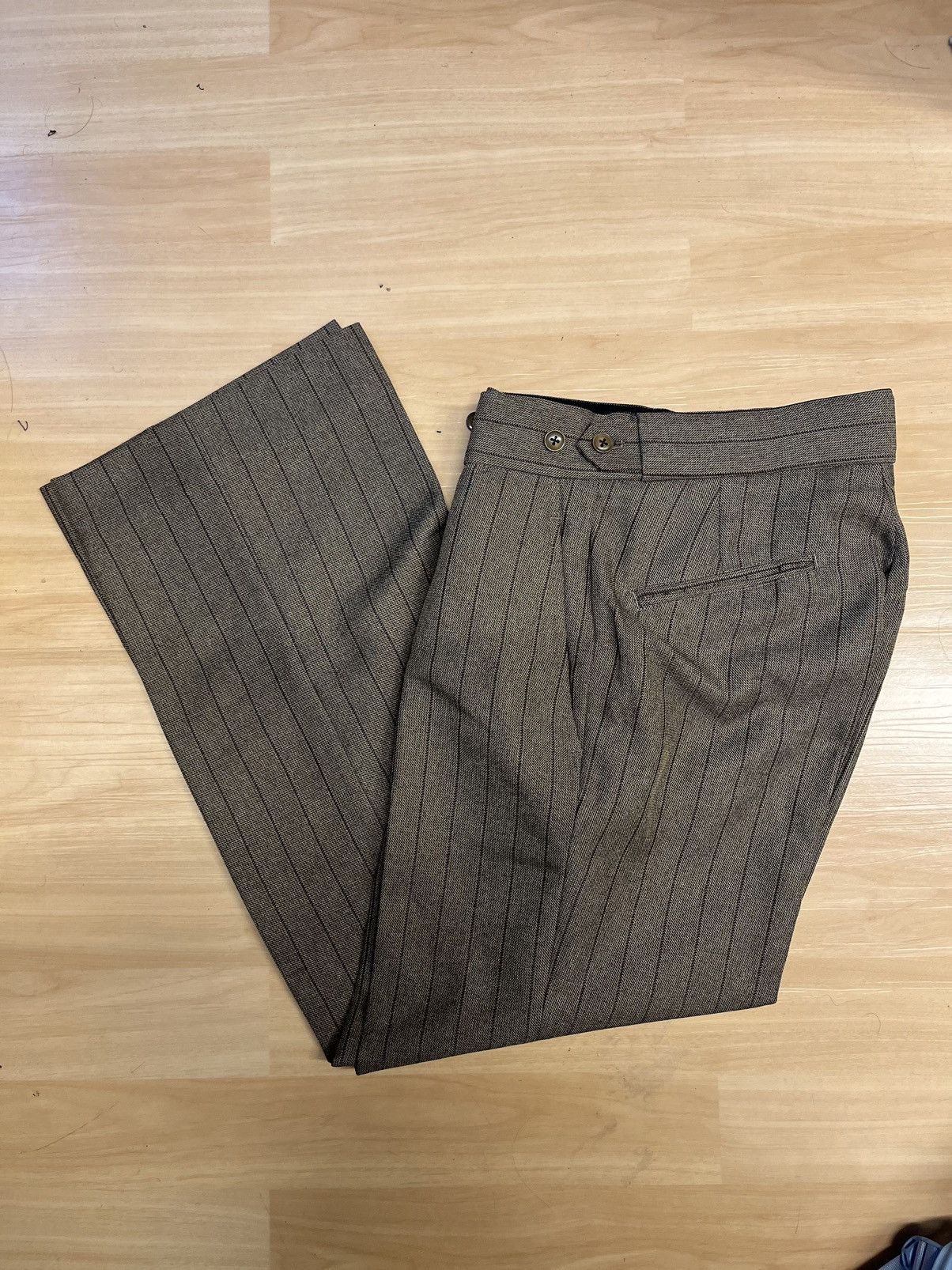 Japanese Brand × Needles × Vintage Brown Pinstripe Needles Dress pants Size US 28 / EU 44 - 3 Thumbnail