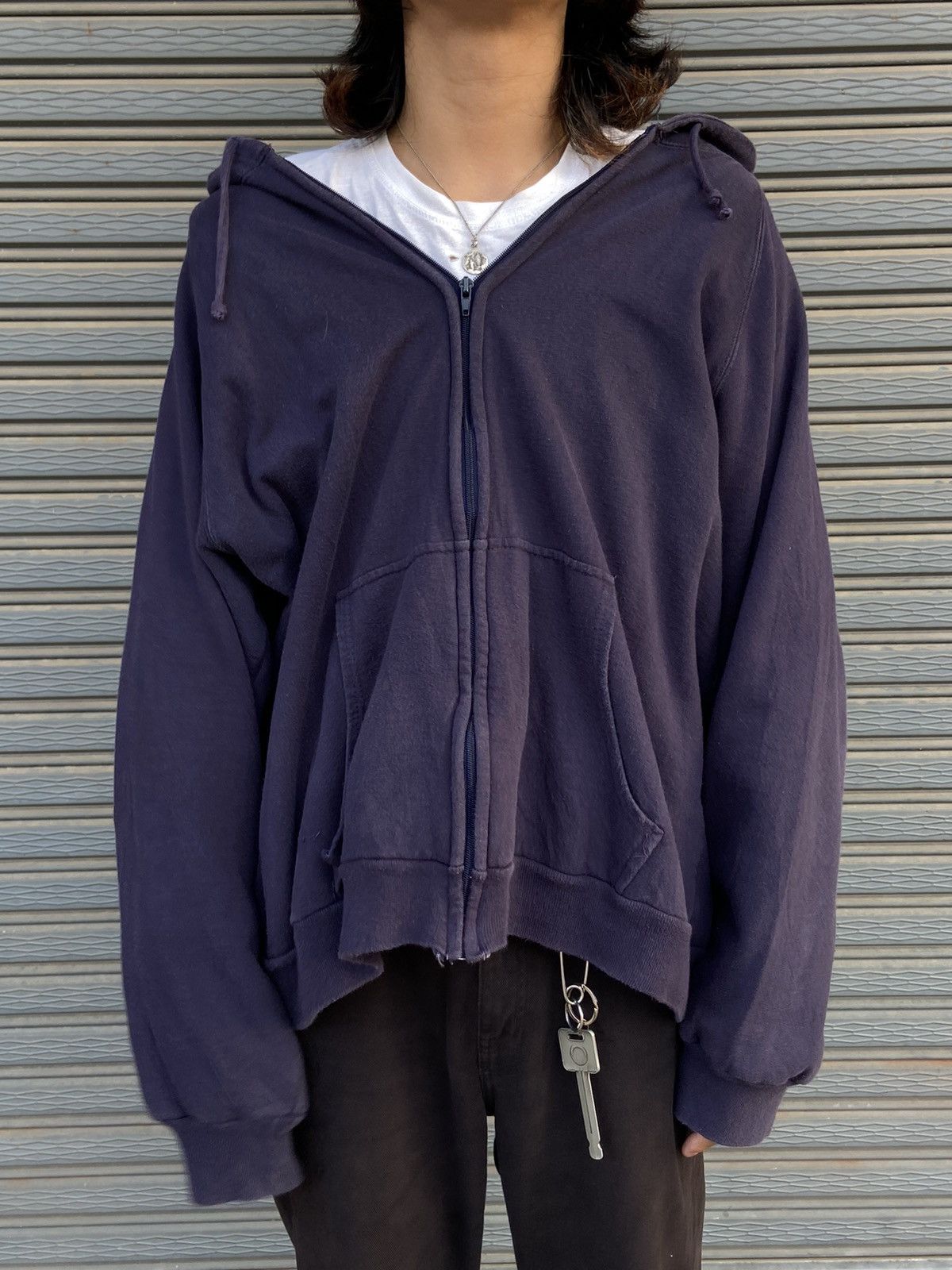 Japanese Brand × Vintage Vintage 1980s knit waffle hoodie boxy fit Size US XXL / EU 58 / 5 - 2 Thumbnail