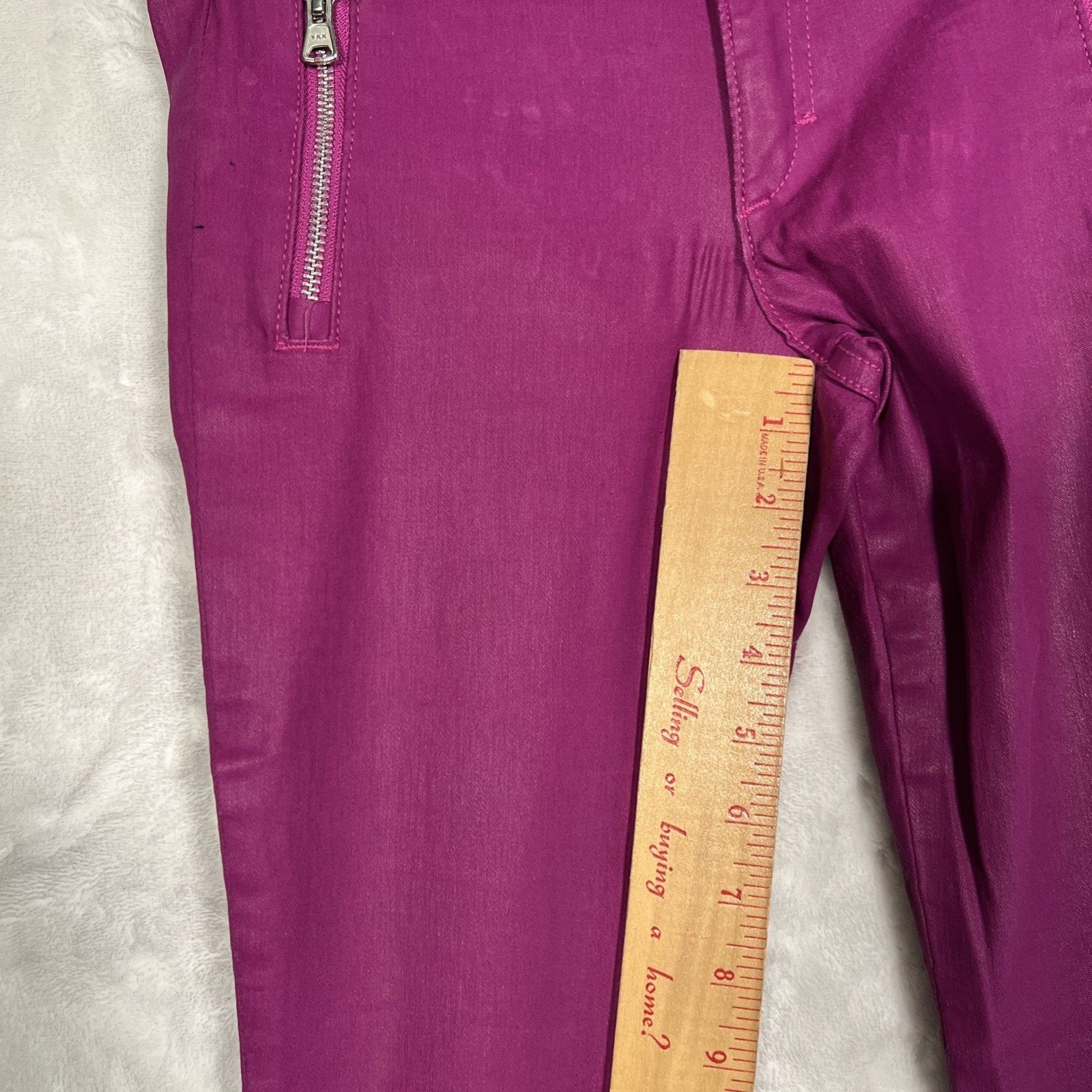 Bebe Bebe Women's Purple Shiny Pants Size 26 Zipper Pockets Size 26" / US 2 / IT 38 - 9 Thumbnail
