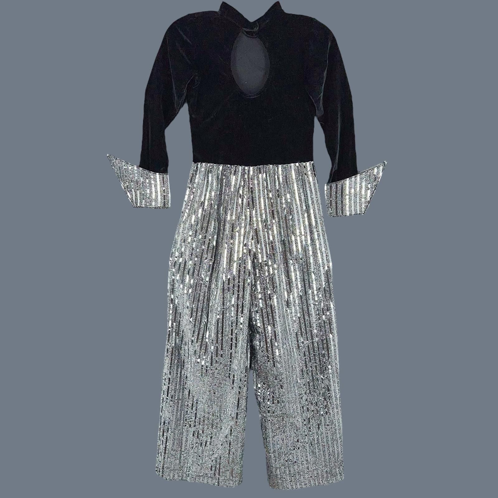 Designer Vintage Disco Lightning Bolt Jumpsuit One Piece Small Size ONE SIZE - 2 Thumbnail