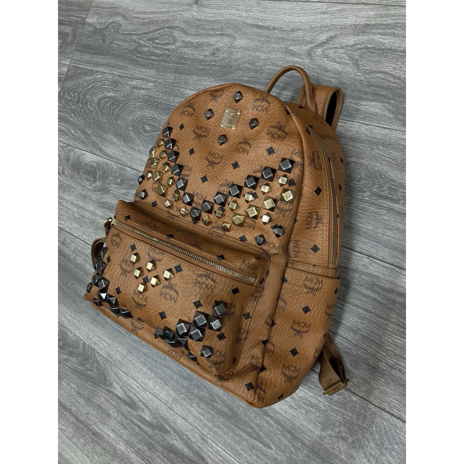 MCM MCM Cognac Stark " M " Studded Backpack | GREAT CONDITION! Size ONE SIZE - 3 Thumbnail