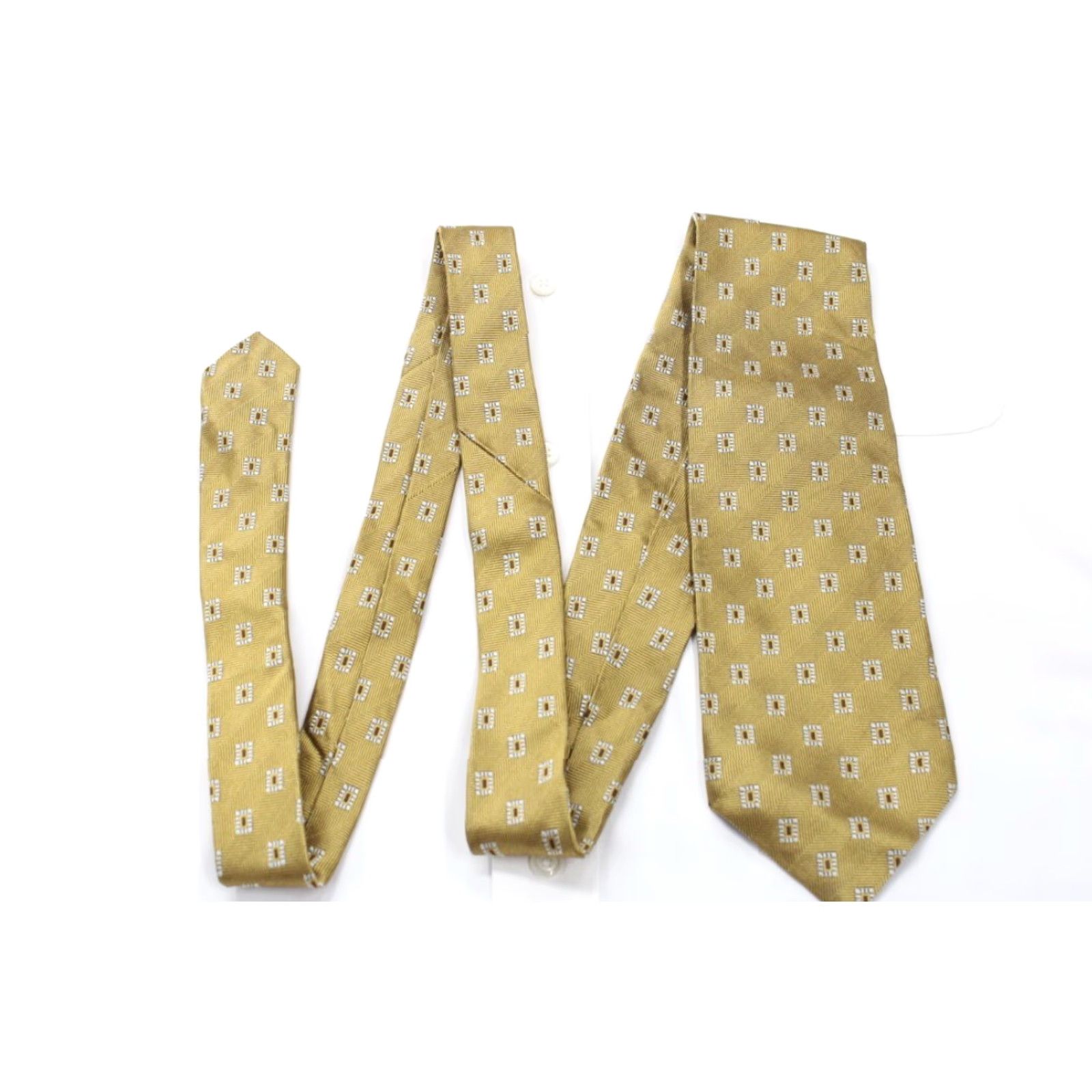 Robert Talbott Robert Talbott Silk Necktie Mens Gold Geometric Small Squares Office Stylish USA Size ONE SIZE - 2 Thumbnail