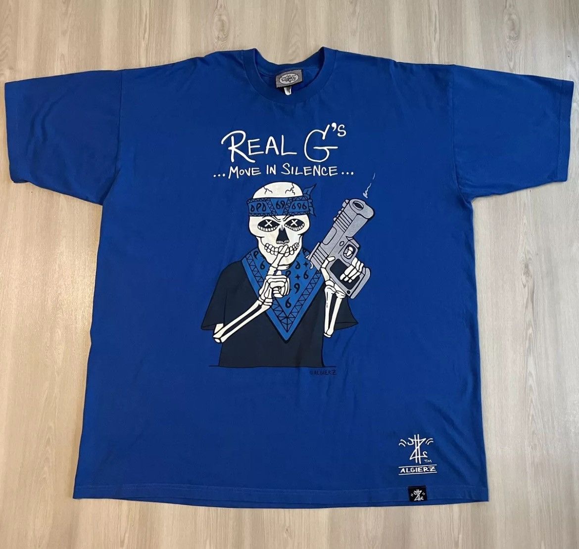 Rap Tees × Vintage Vintage Y2K Algierz Raptee Real G’s Move in Silence mens 5XL Size US XXL / EU 58 / 5 - 1 Thumbnail