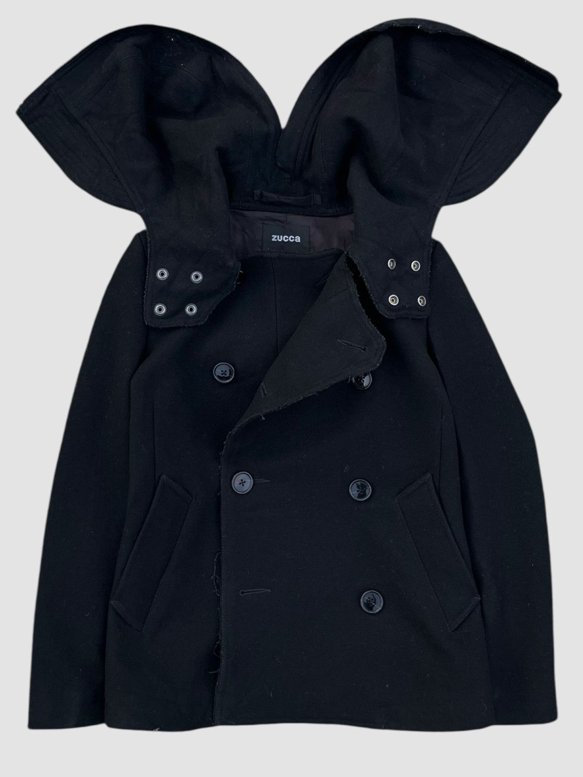 Zucca Zucca Double Breasted Wool Blend Hooded Jacket Size S / US 4 / IT 40 - 11 Thumbnail