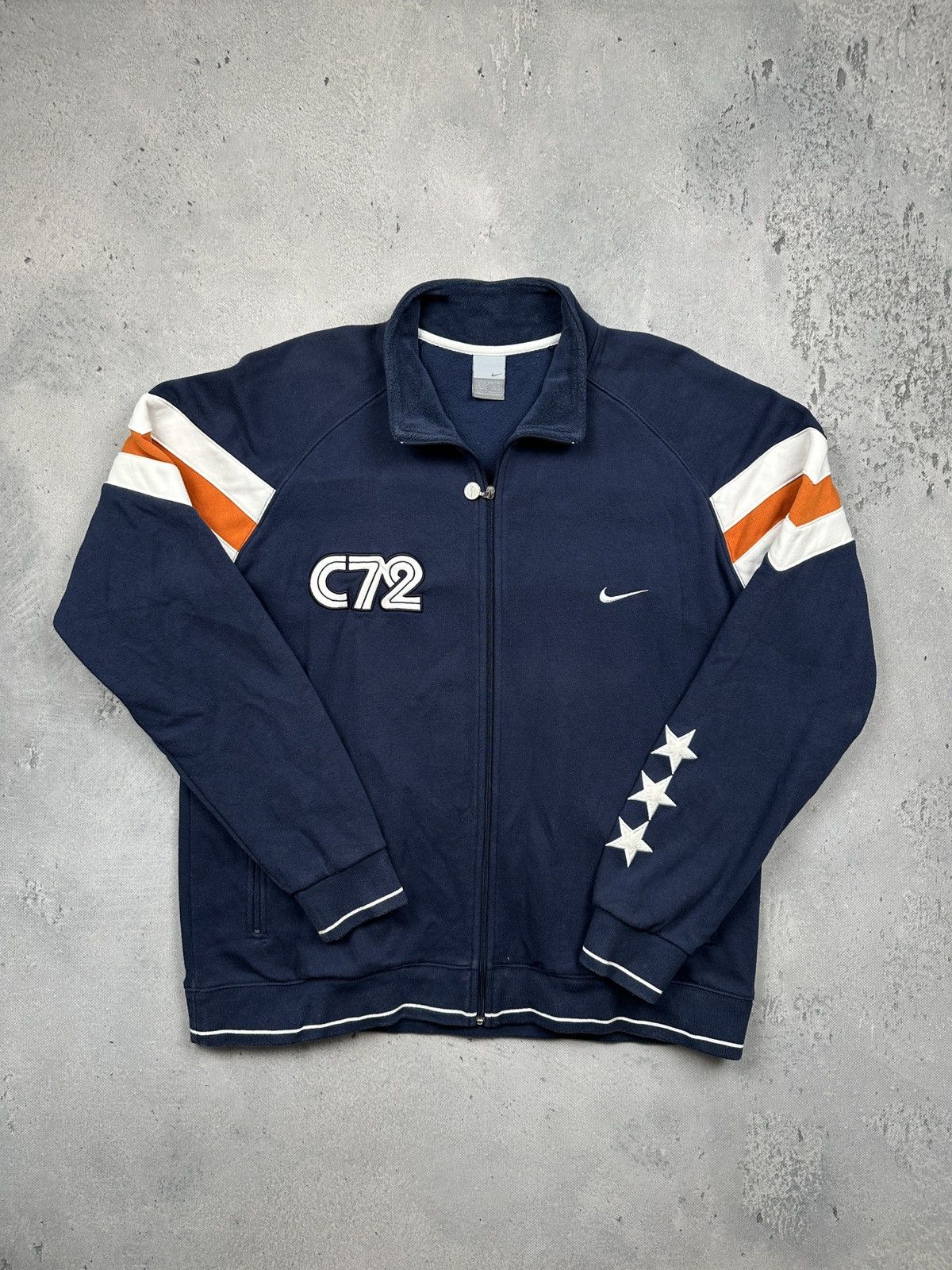 Nike Vintage Nike C72 Navy Track Jacket Star Sleeve Detailing 90s Size US XL / EU 56 / 4 - 1 Thumbnail