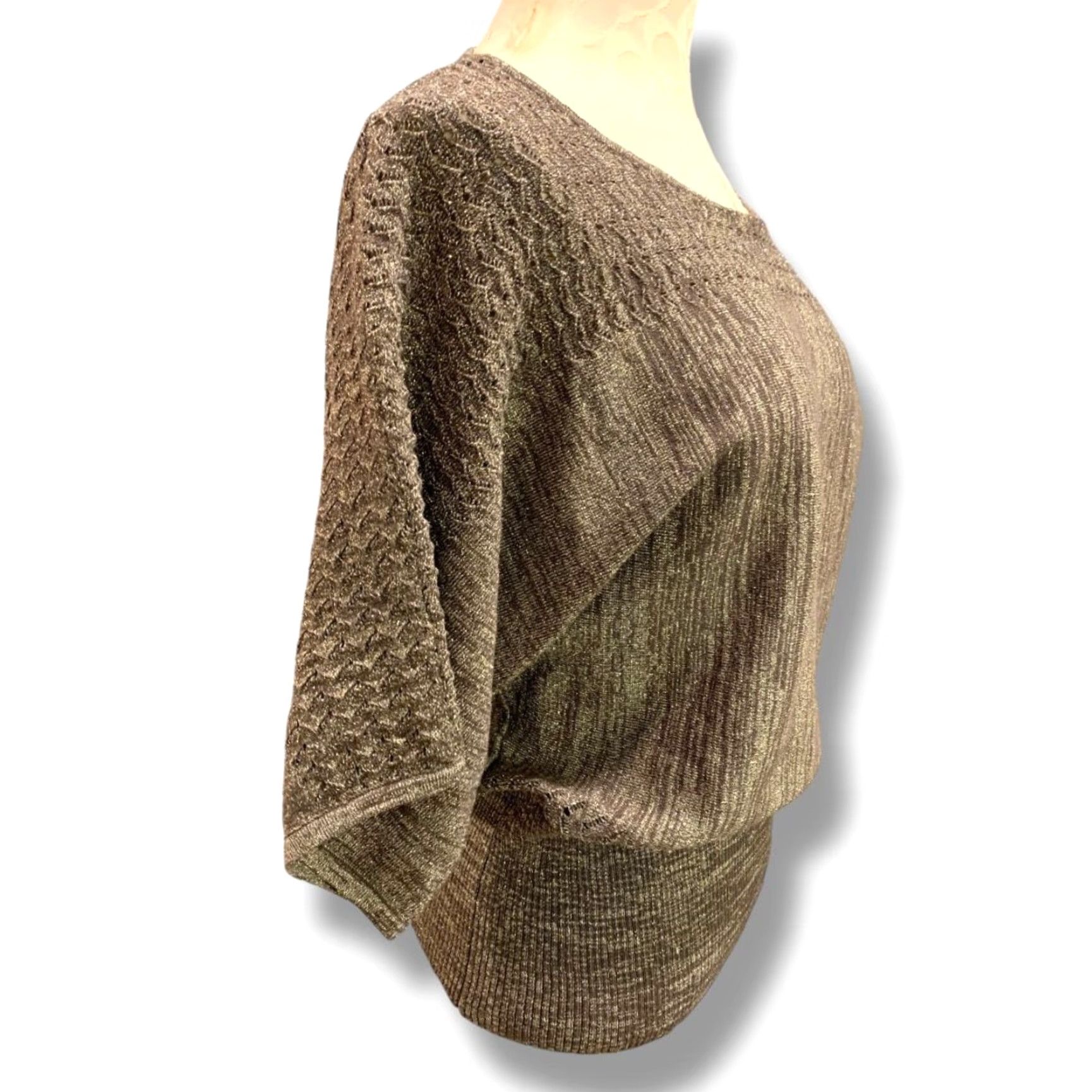 Vintage VINTAGE United States Sweaters Pullover Womens Size M Metallic Sparkle Banded Waist Brown 64% rayon 28% polyester 8% metallic Womens 60s? Size M / US 6-8 / IT 42-44 - 7 Thumbnail