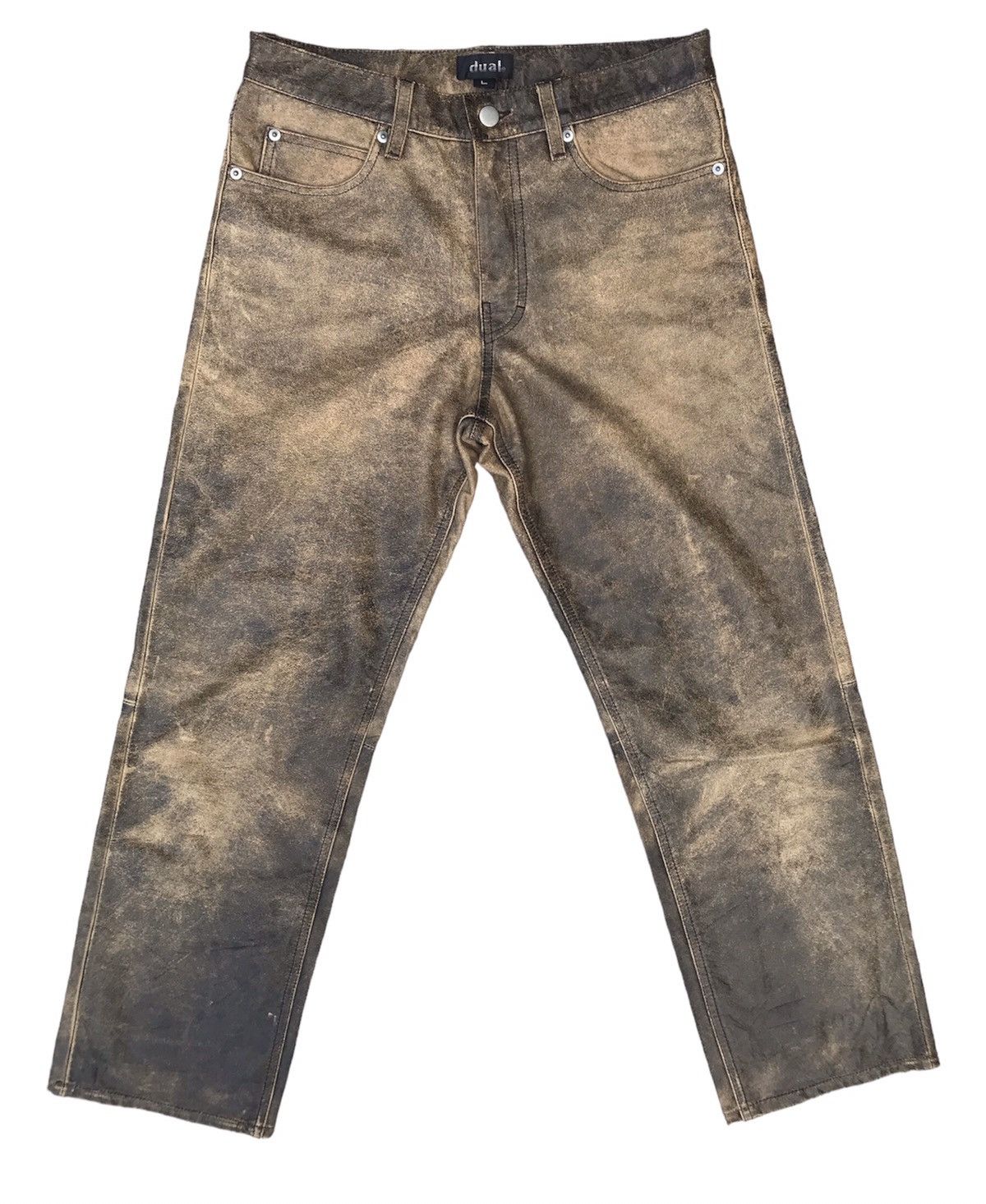 Genuine Leather DUAL ( JAPAN ) FADED COWHIDES LEATHER JEANS Size US 31 - 1 Thumbnail